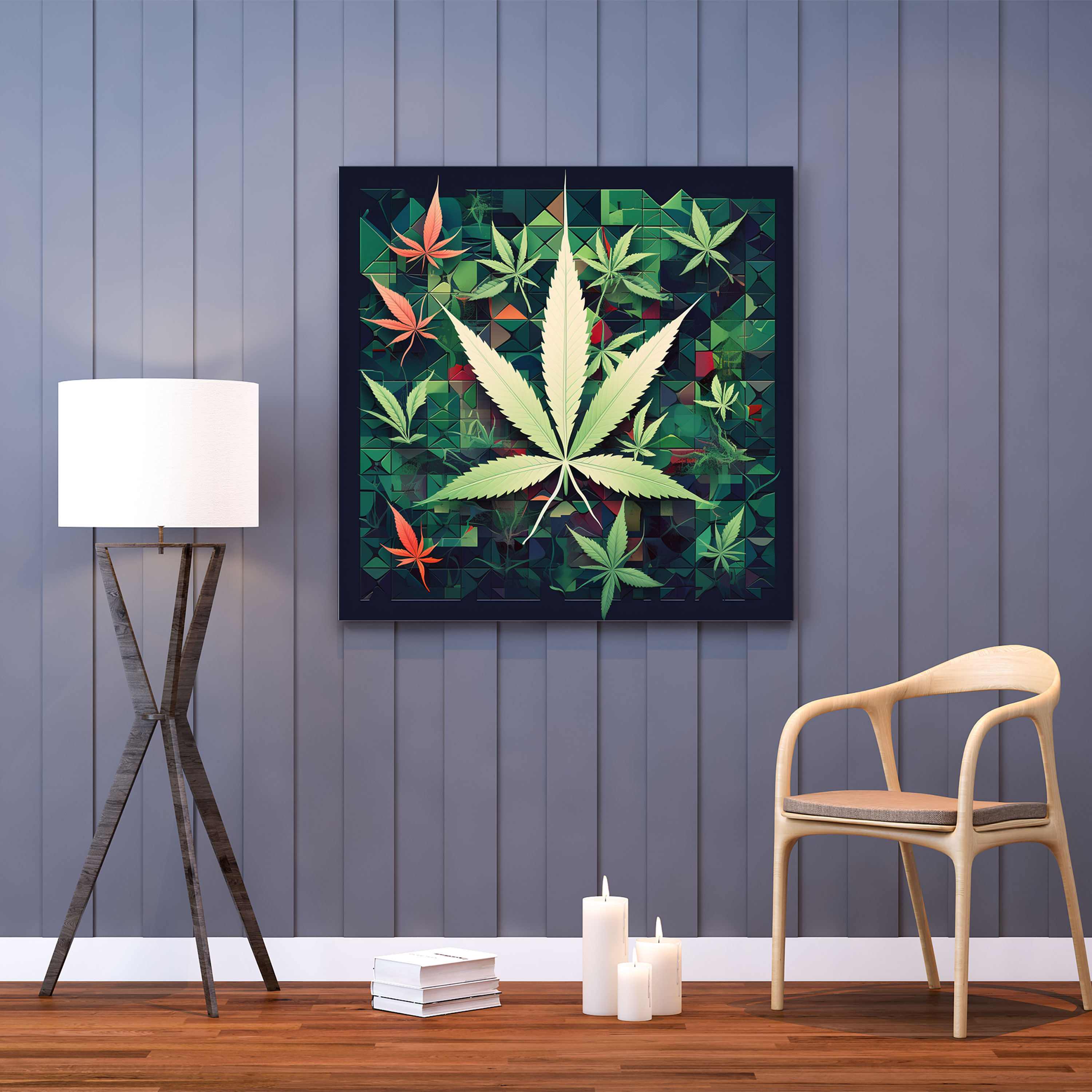 Weed Wall Art - Geometric Marijuana Symbols Canvas Print - Weed, Wall Decoration, Canvas Wall Art, Marijuana Symbols