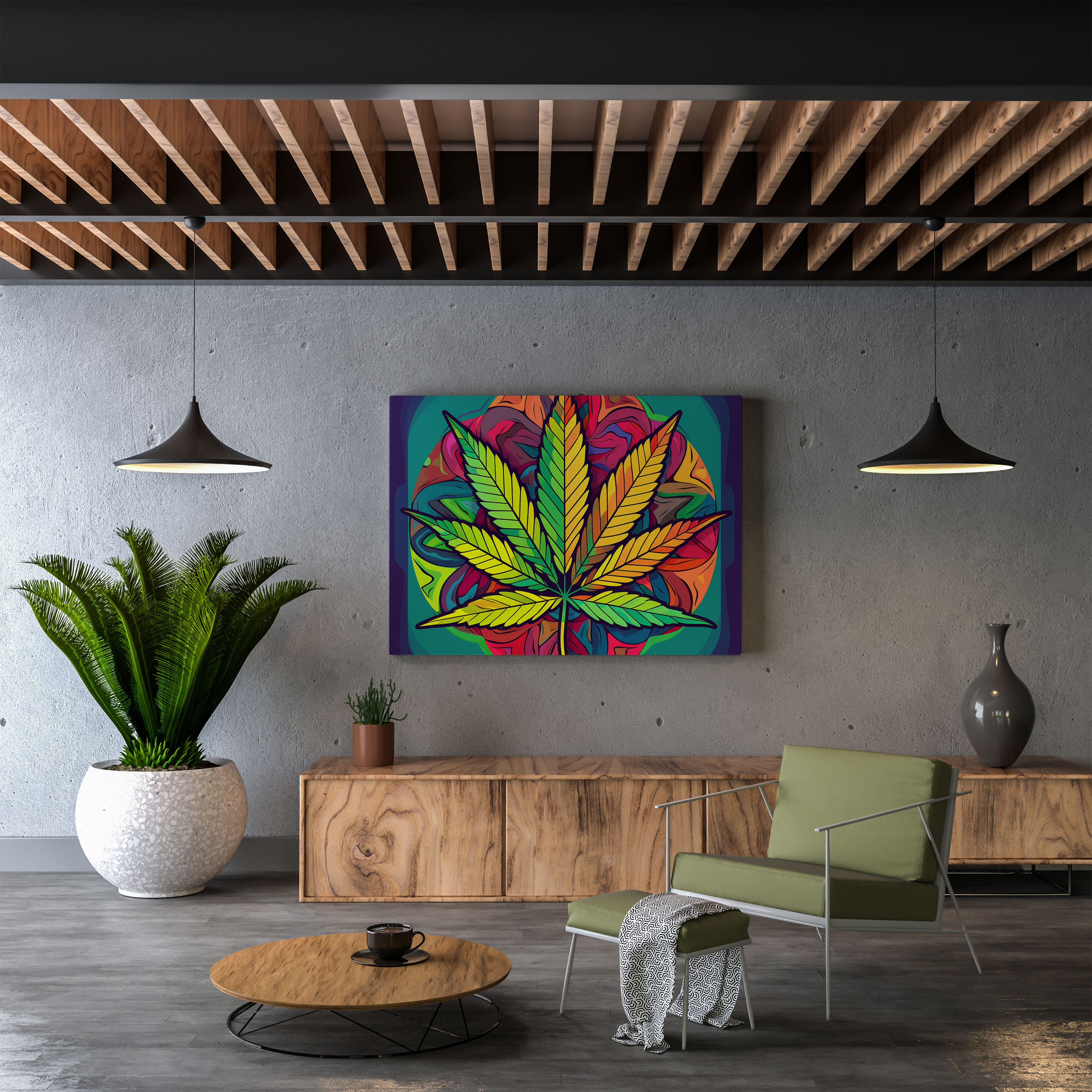 Pop Weed İfade Kanvas Tablo - Ot Ev Dekorasyonu İfade Edici Grafik Temsil