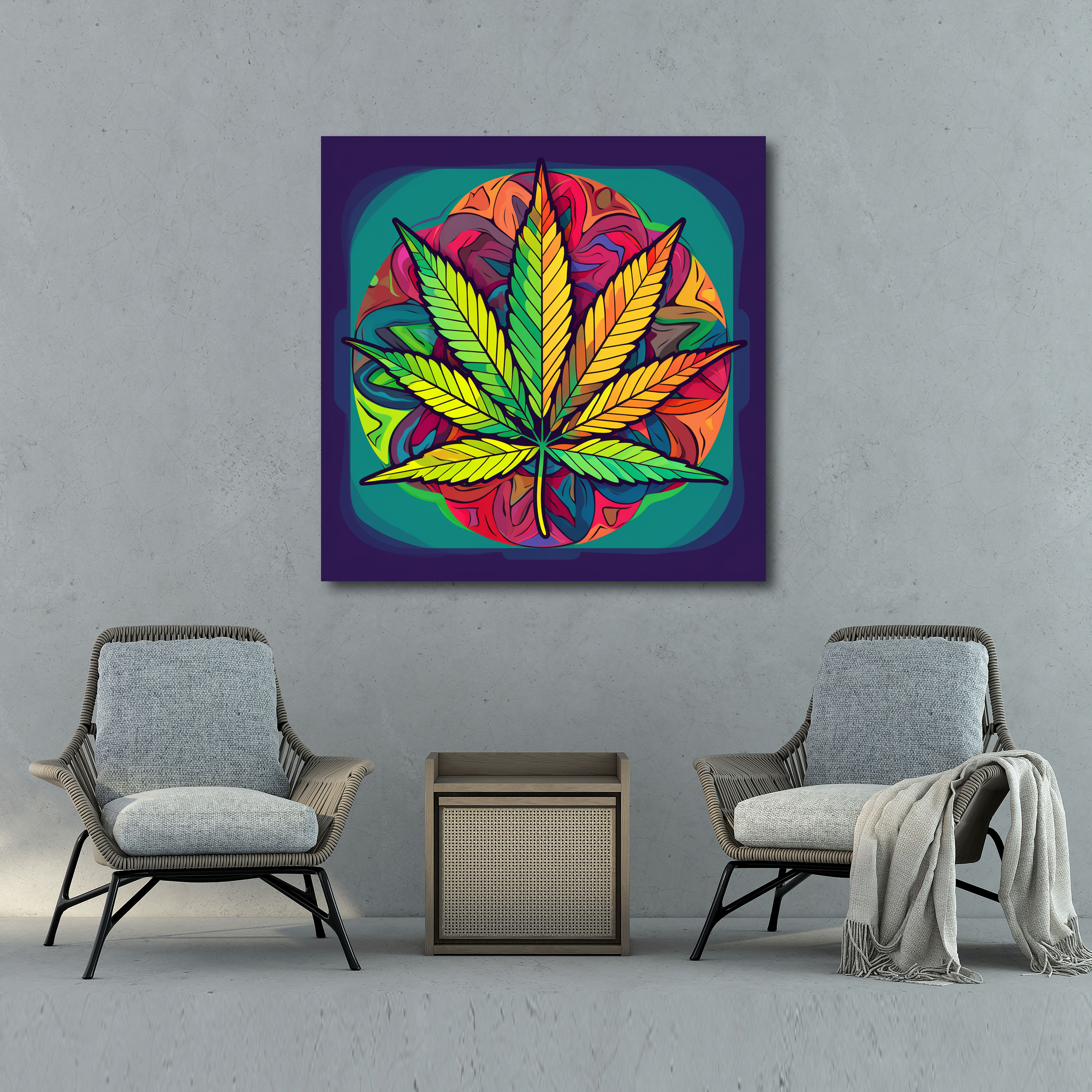 Pop Weed İfade Kanvas Tablo - Ot Ev Dekorasyonu İfade Edici Grafik Temsil