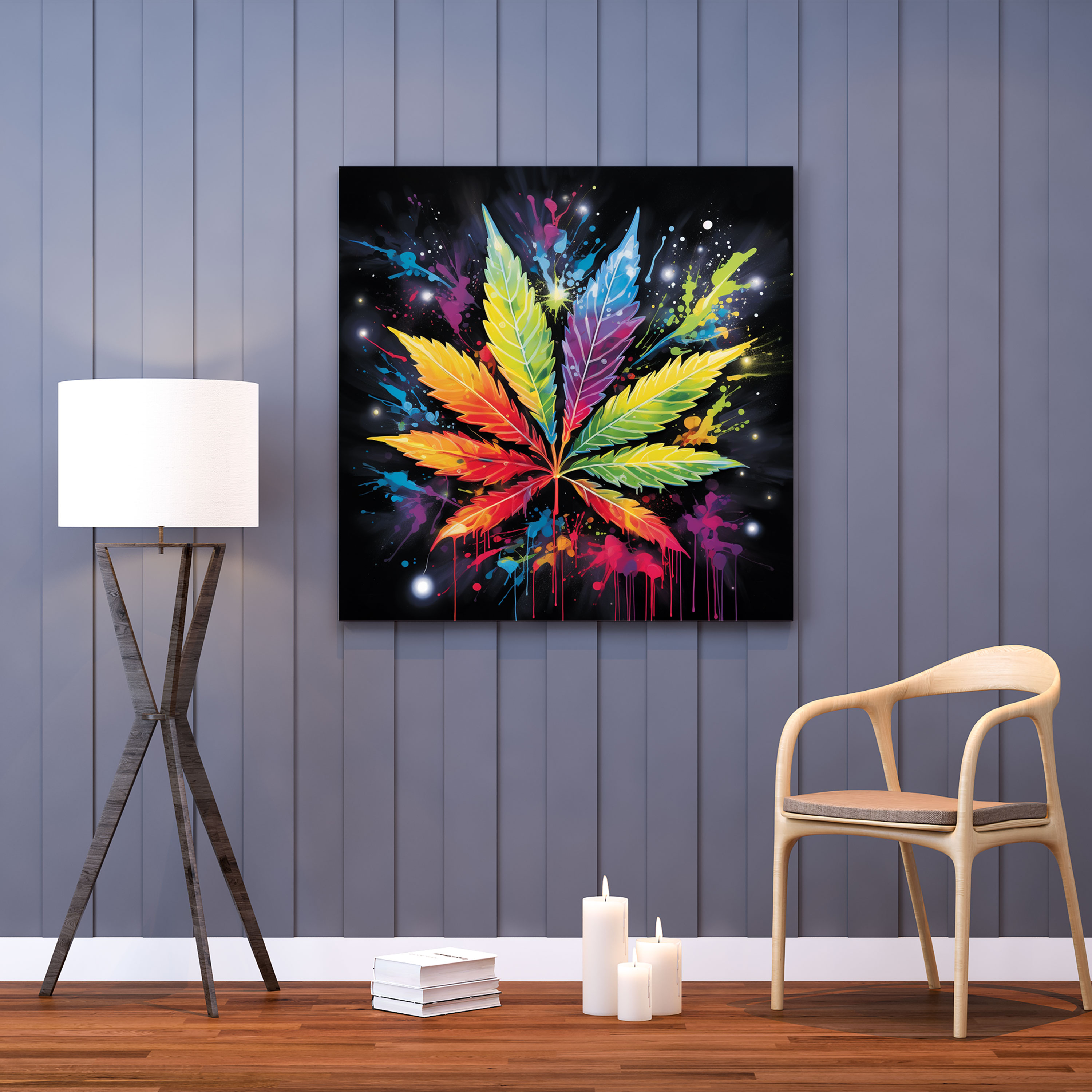 Weed Wall Decoration - Graffiti-Inspired Marijuana Leaf - Weed, Weed Wall Decoration, Graffiti-Inspired Artwork, Vibrant Colors
