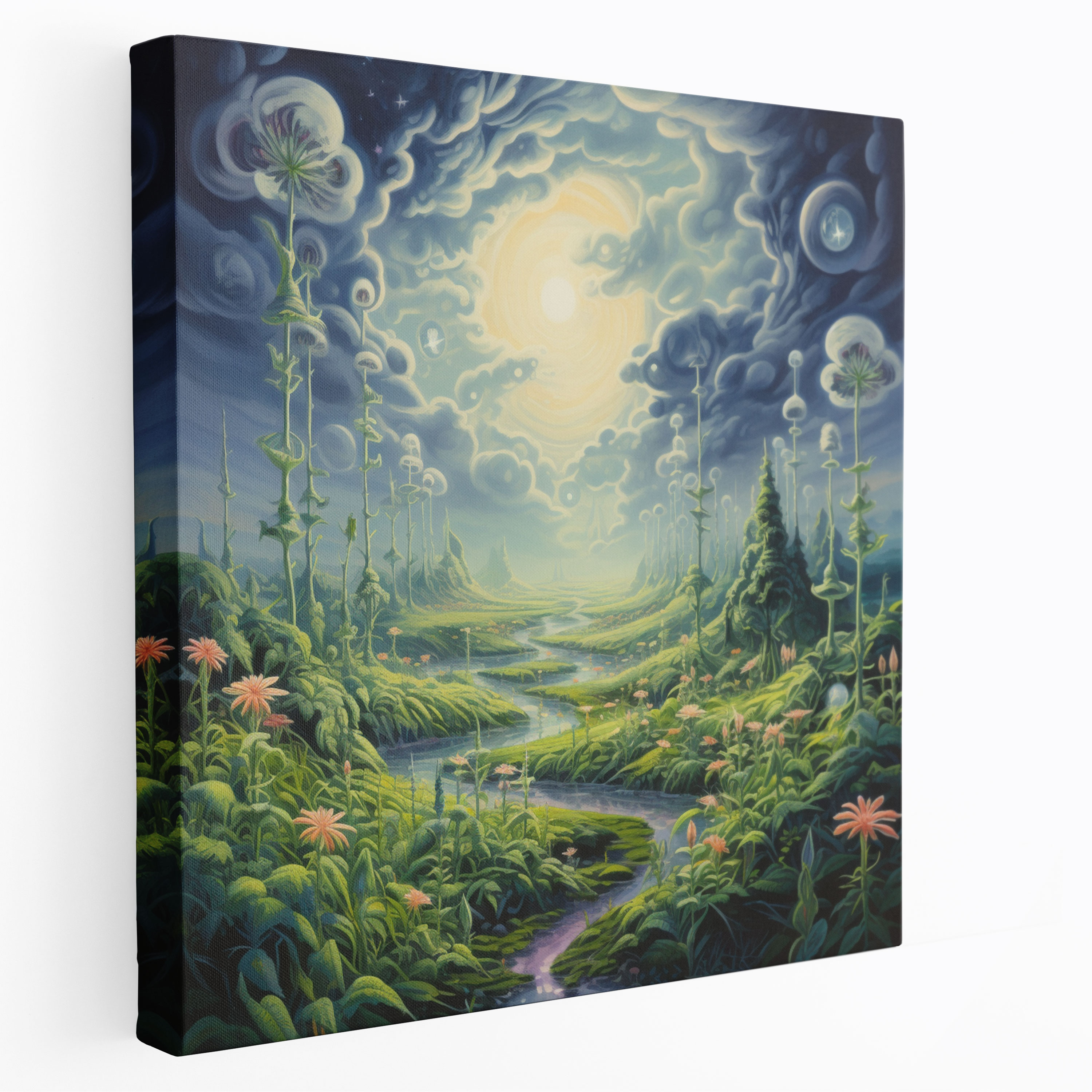 Weed Canvas Print - Whimsical Surrealistic Landscape - Weed, Wall Art, Artistic Wonder, Dreamlike Landscape