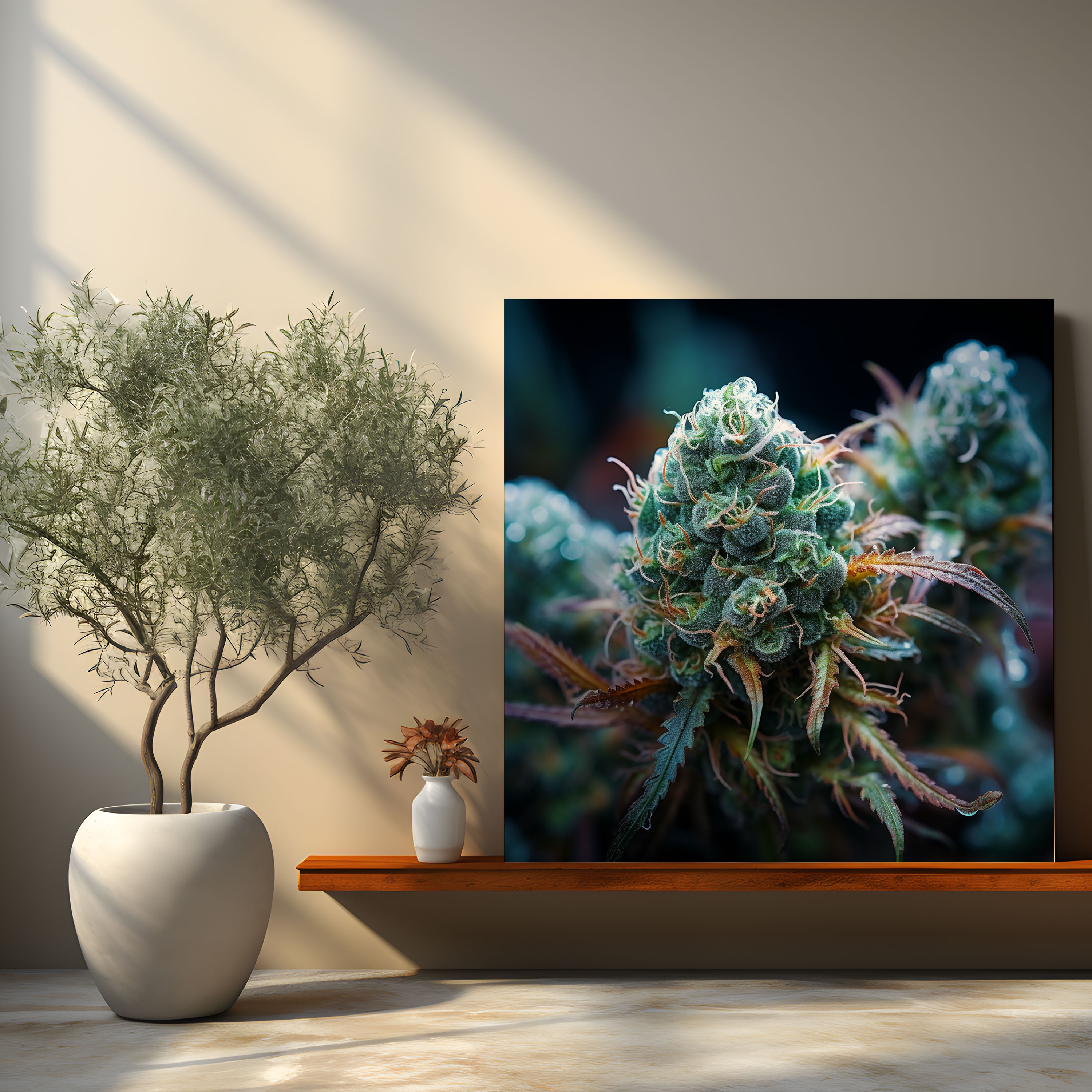 Weed Canvas Print - Mesmerizing Crystallized Buds - Weed, Weed Canvas Print, Wall Decoration, Crystallized Marijuana Buds