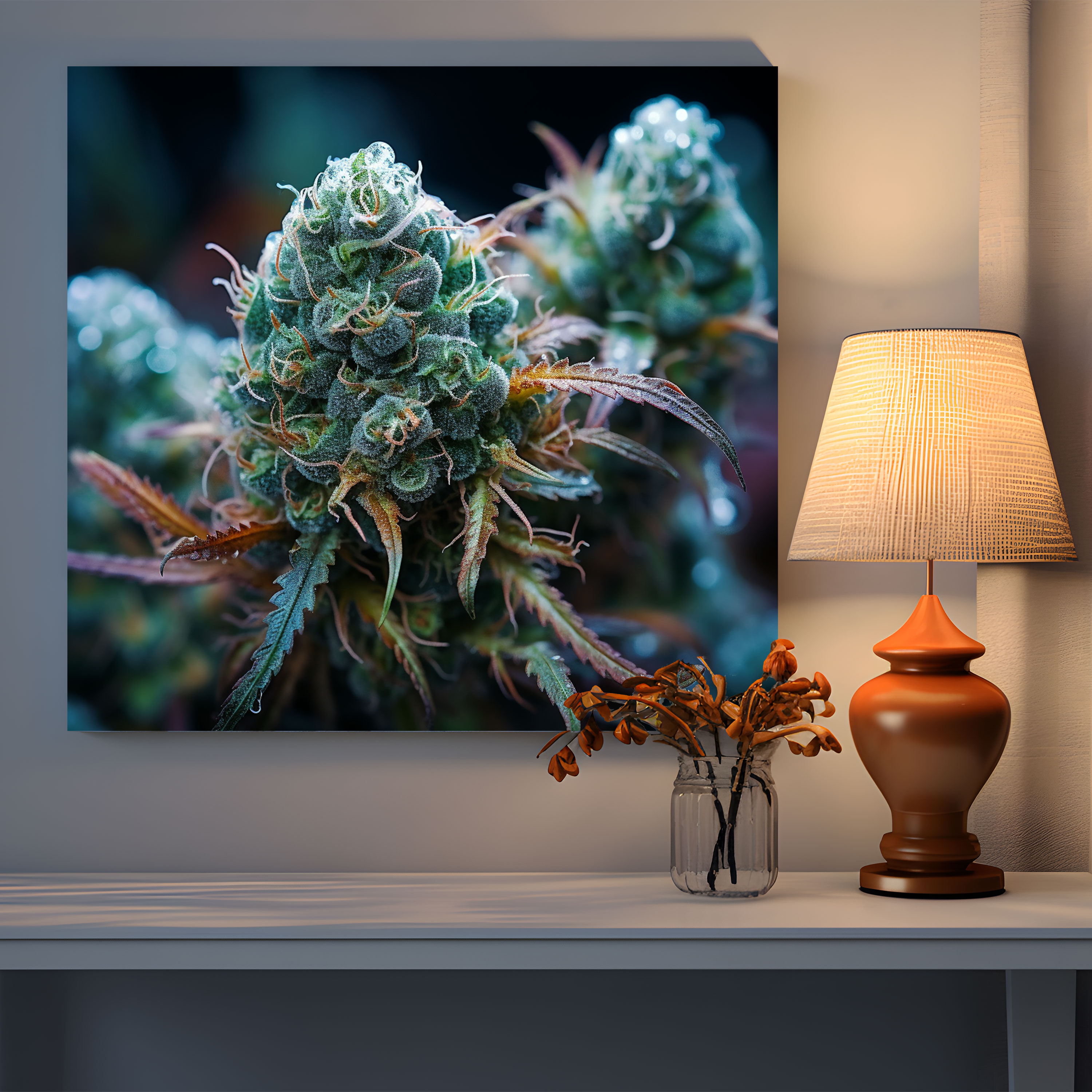 Weed Canvas Print - Mesmerizing Crystallized Buds - Weed, Weed Canvas Print, Wall Decoration, Crystallized Marijuana Buds
