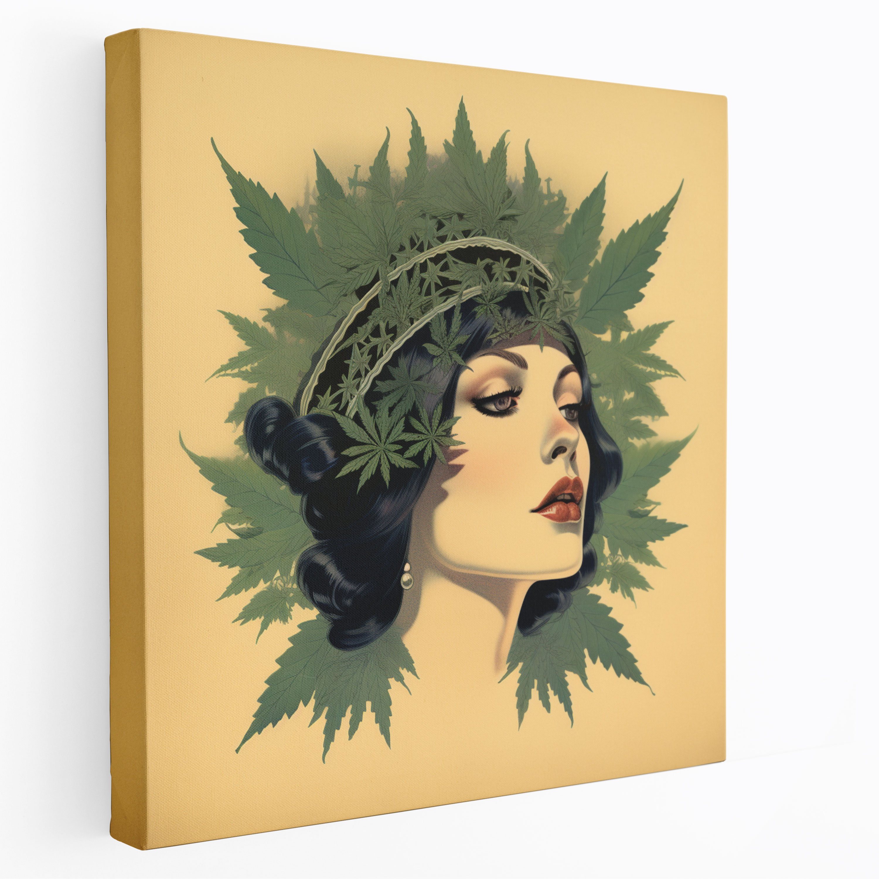 Weed Wall Decoration - Art Deco Beauty - Weed, Marijuana Leaf, Art Deco Style, Vintage Poster Design