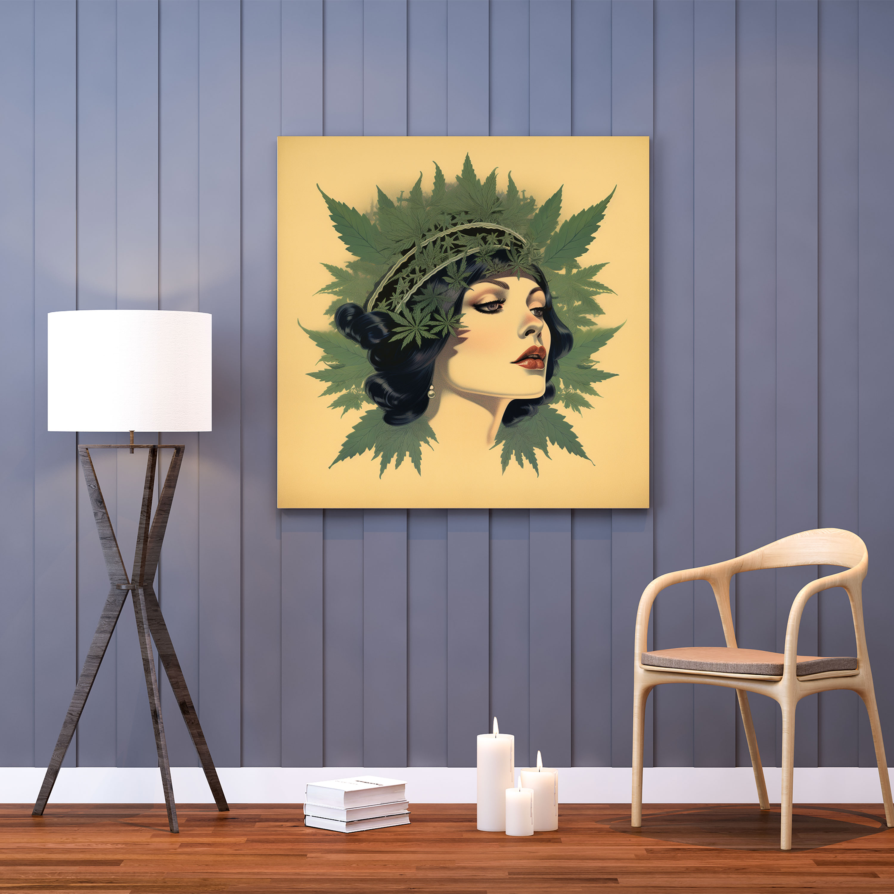 Weed Wall Decoration - Art Deco Beauty - Weed, Marijuana Leaf, Art Deco Style, Vintage Poster Design