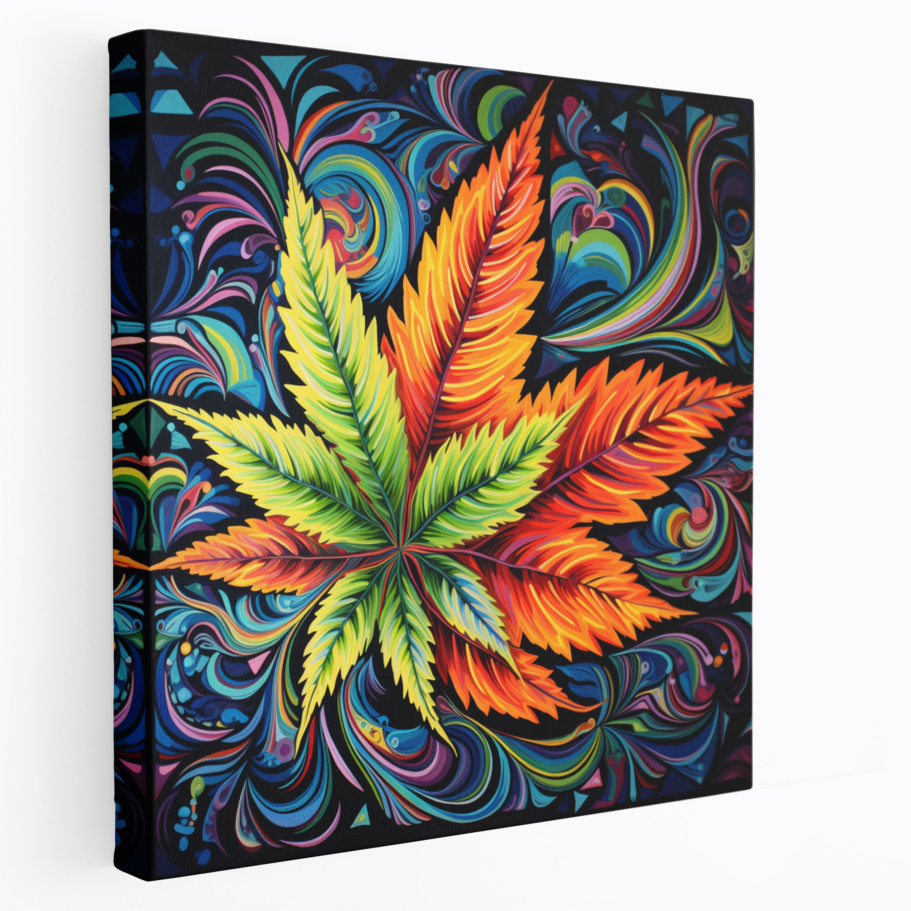 Weed Canvas Print - Weed, Wall Decoration, Abstract Painting, Cannabis Leaf