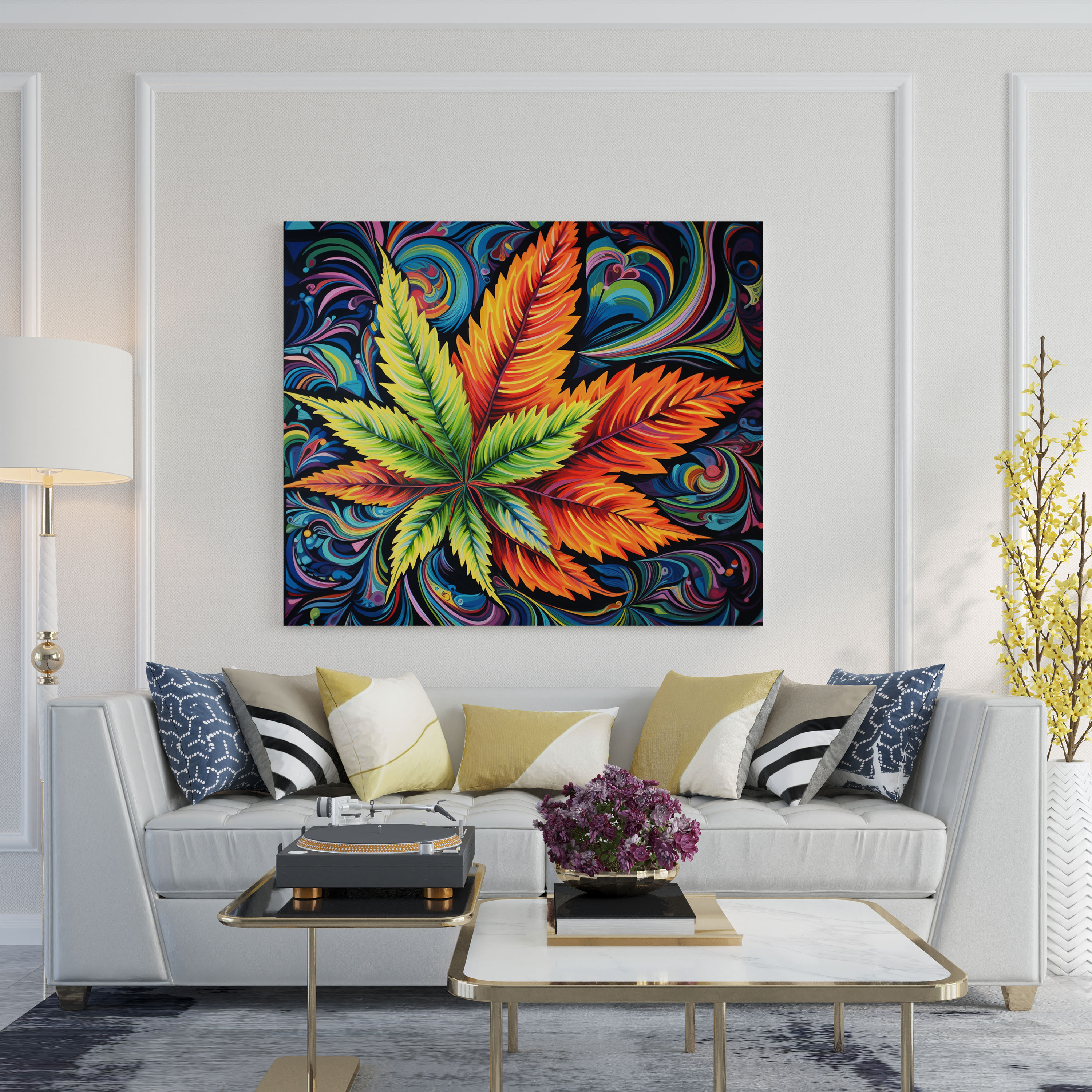 Weed Canvas Print - Weed, Wall Decoration, Abstract Painting, Cannabis Leaf