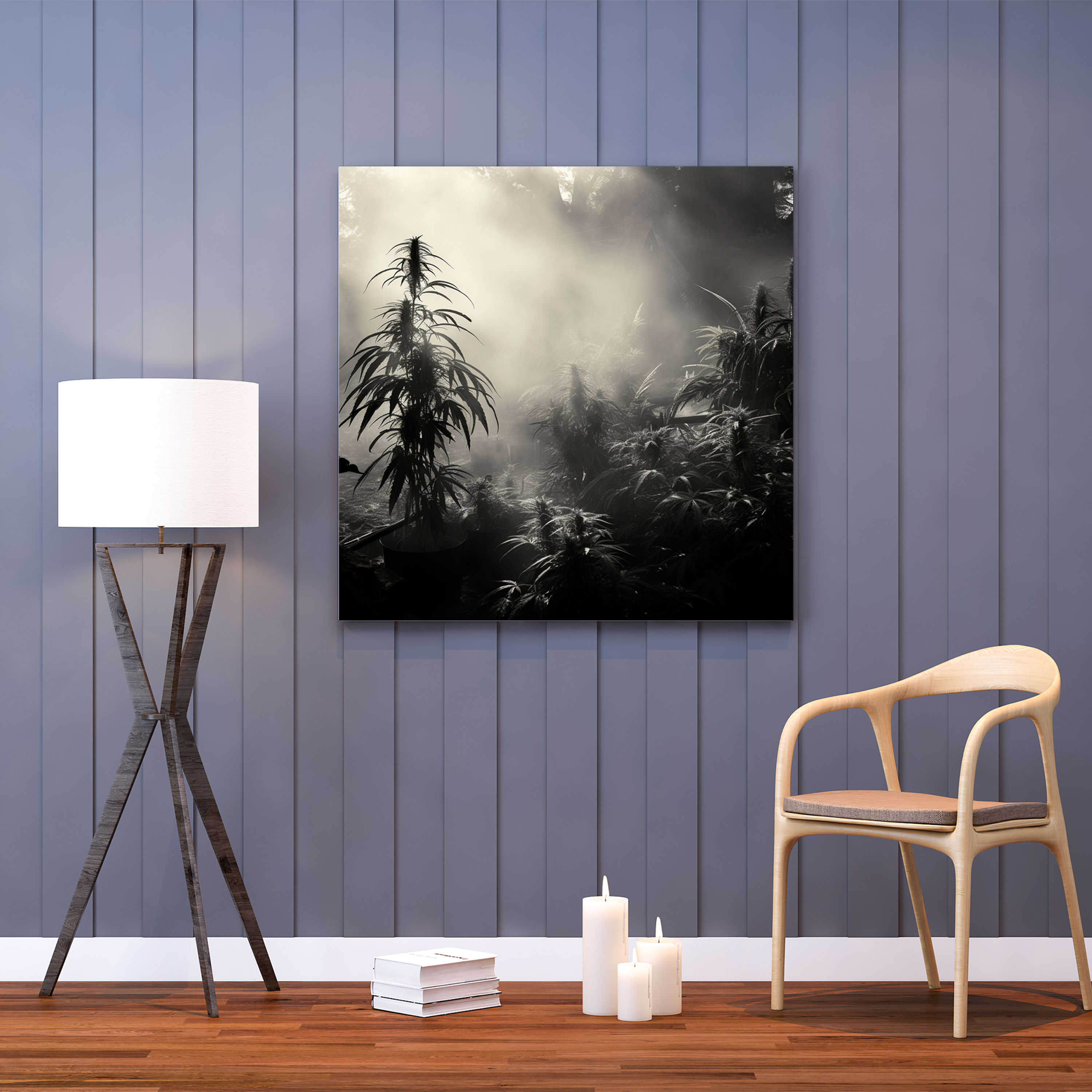Weed Canvas Print - Weed, Wall Art, Cannabis Plants, Misty Morning Scene