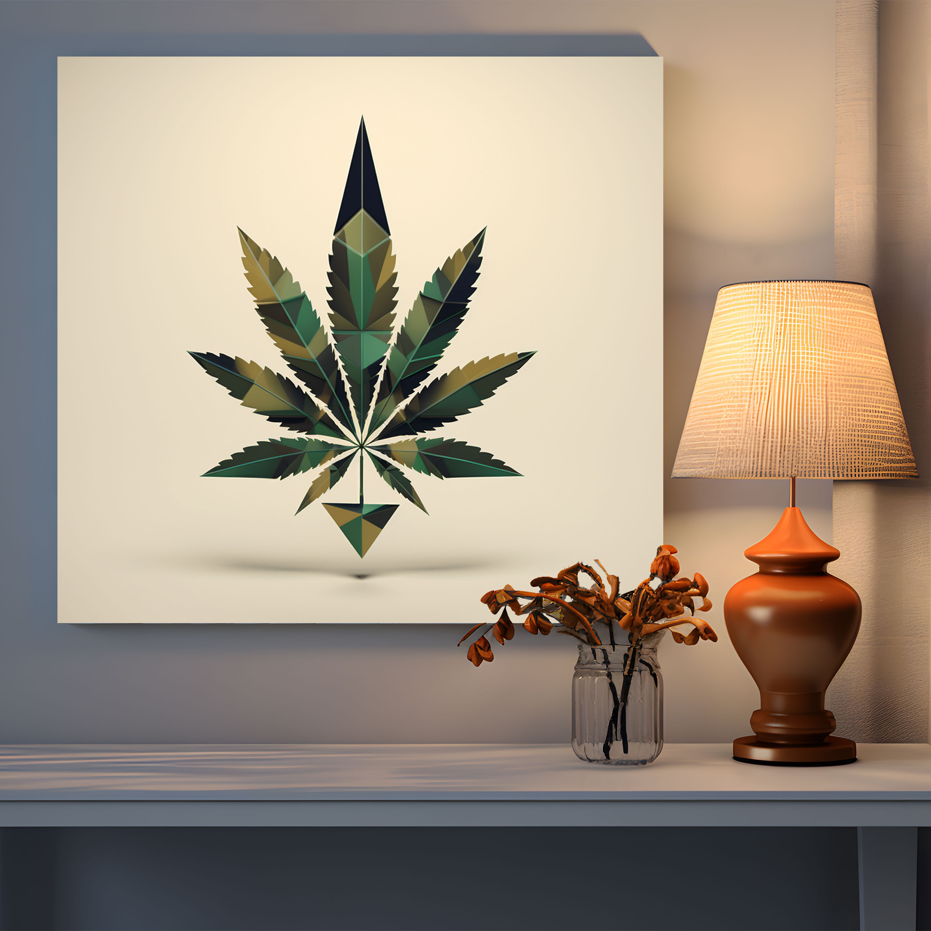 Weed Wall Decoration: Minimalist Marijuana Leaf - Weed, Modern And Stylish, Canvas Print, Home Decoration