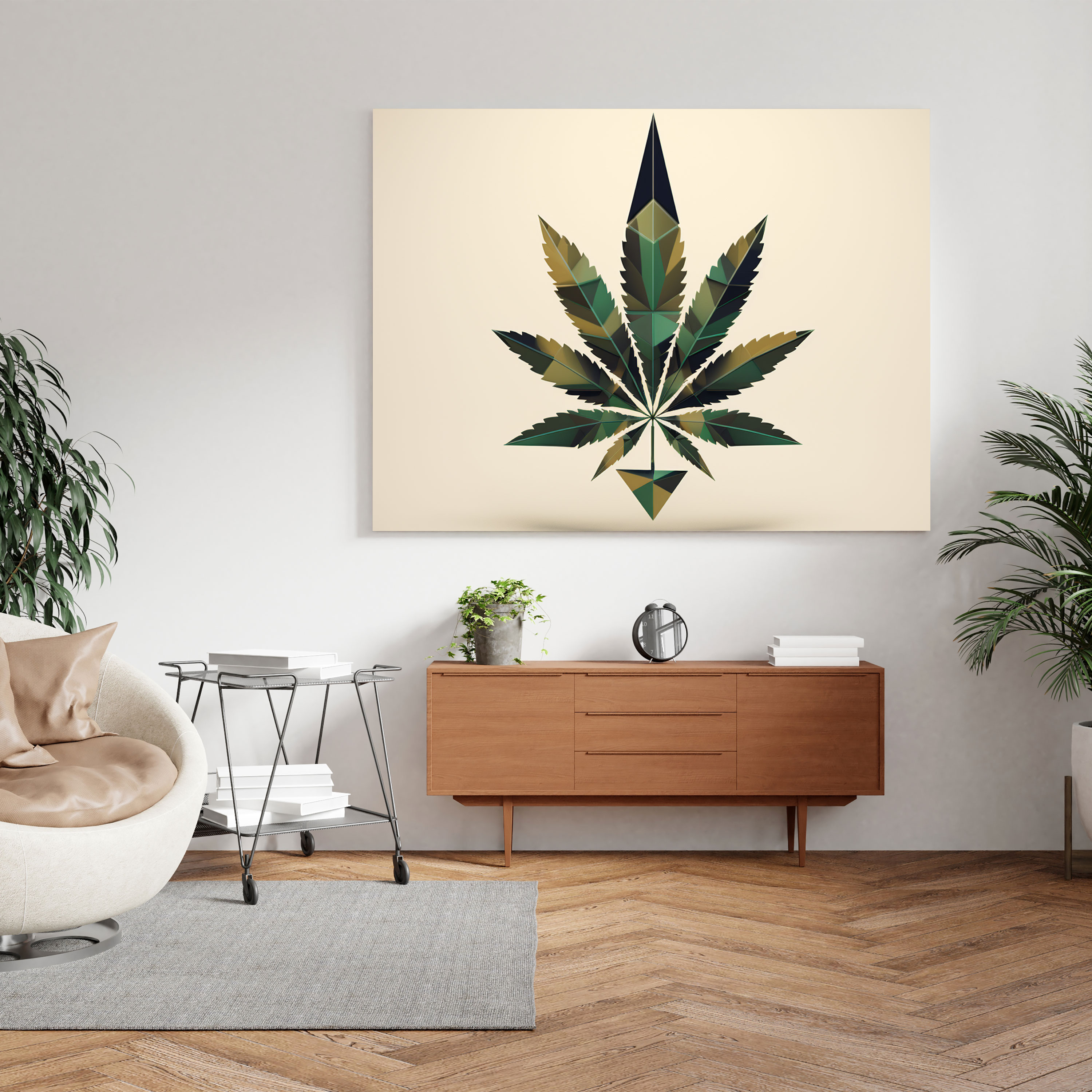 Weed Wall Decoration: Minimalist Marijuana Leaf - Weed, Modern And Stylish, Canvas Print, Home Decoration