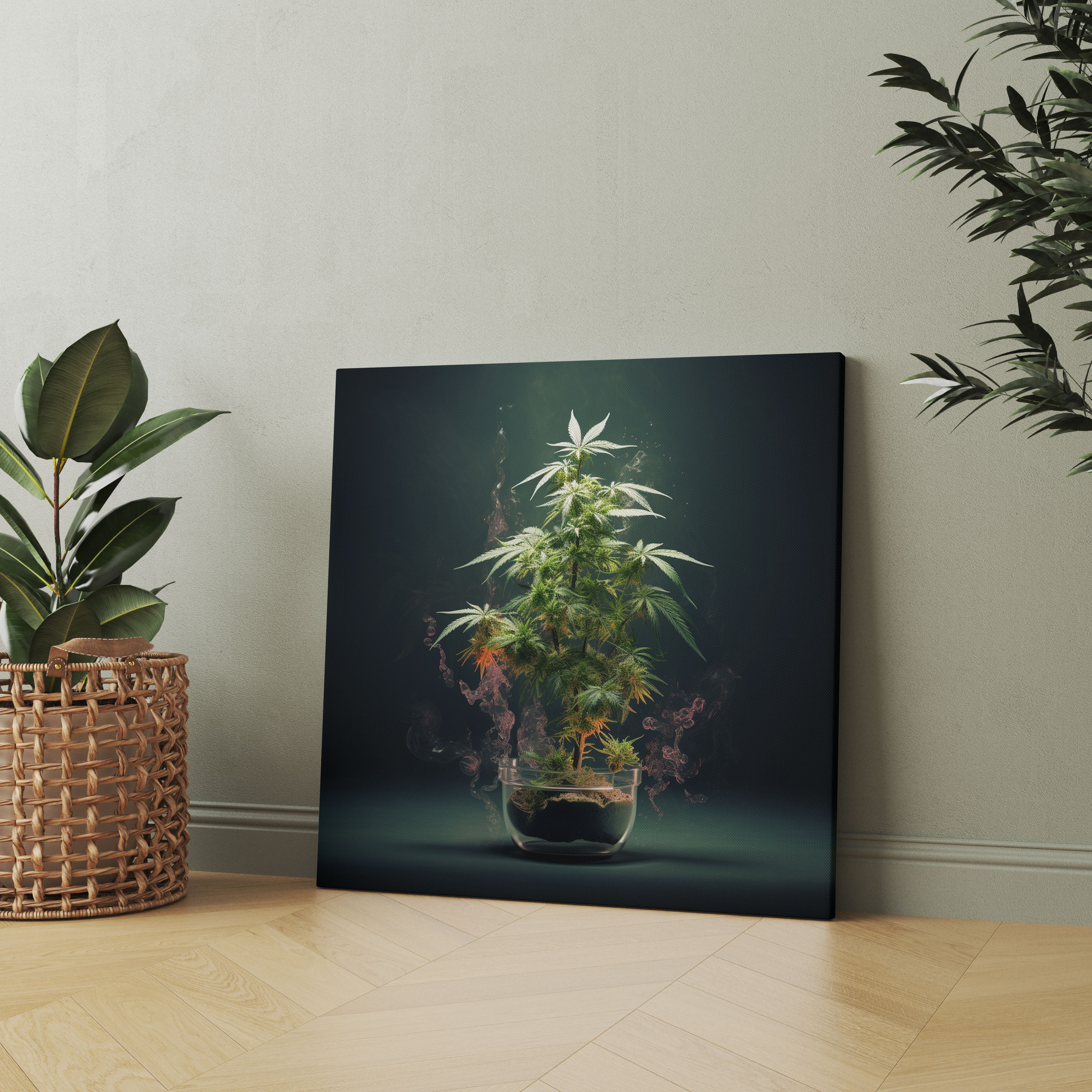 Weed Wall Decoration: Contemporary Marijuana Art - Weed, Photography And Illustration, Contemporary Art Piece, Canvas Wall Art