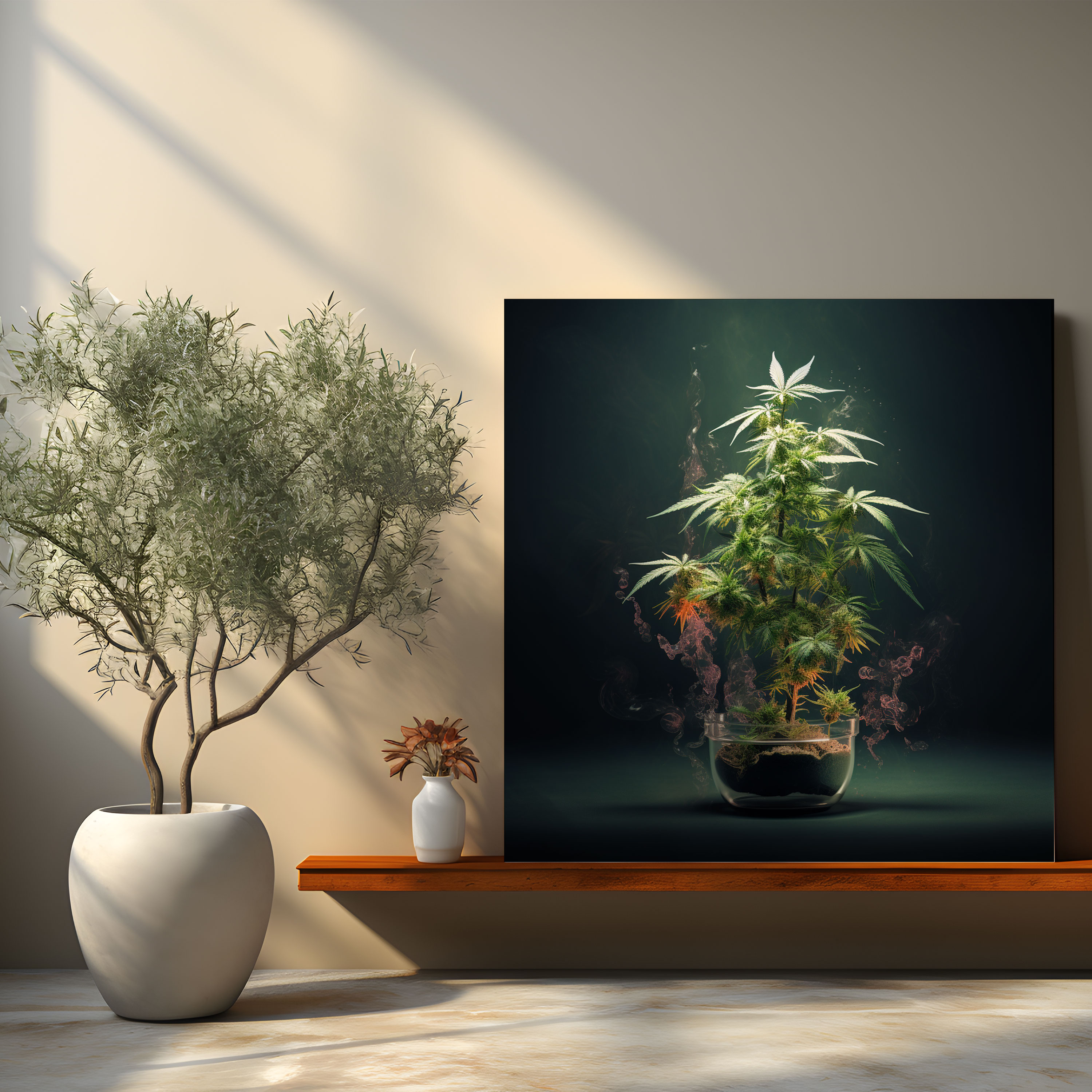 Weed Wall Decoration: Contemporary Marijuana Art - Weed, Photography And Illustration, Contemporary Art Piece, Canvas Wall Art