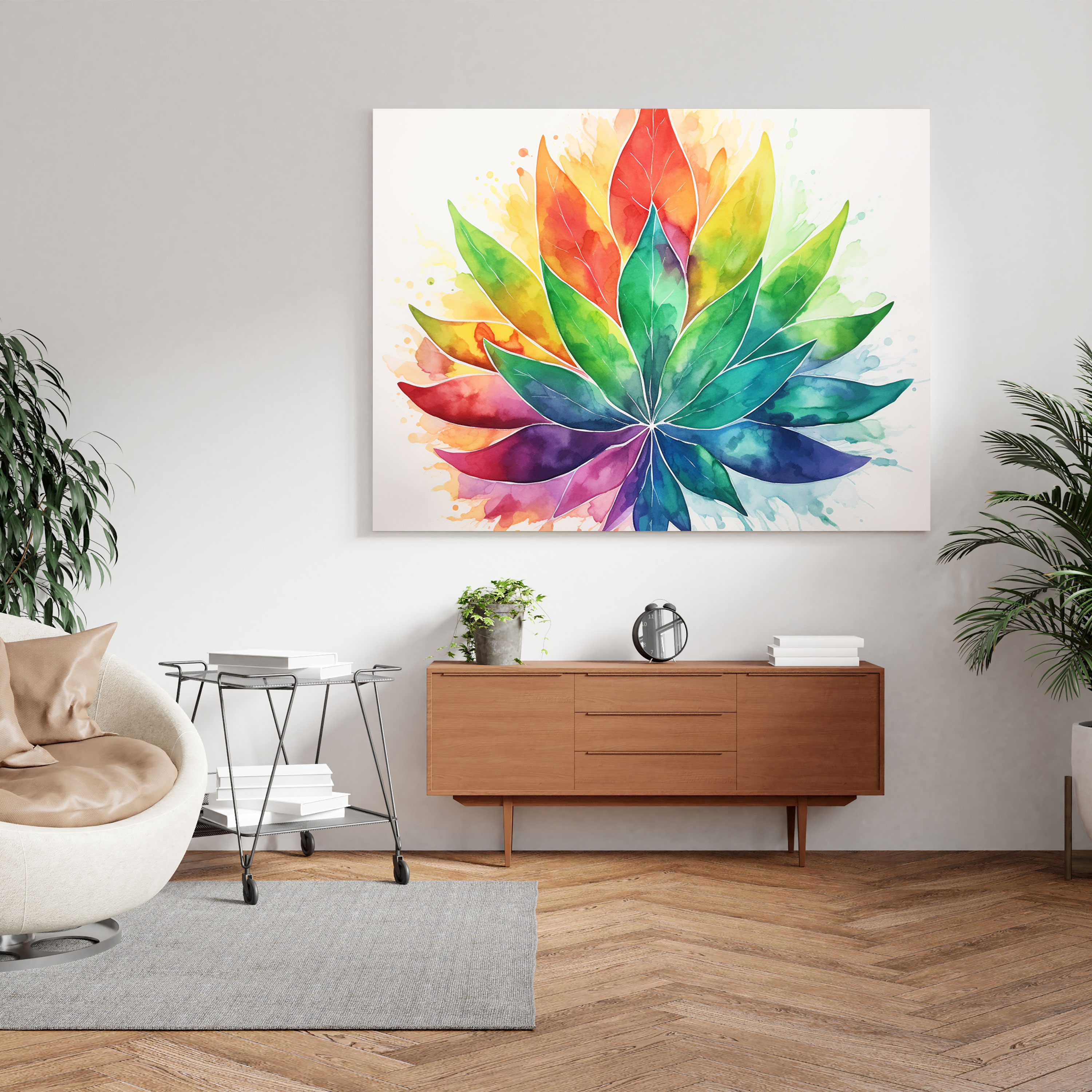 Weed Abstract Canvas Print - Weed, Vibrant Colors, Abstract Watercolor Painting, Weed