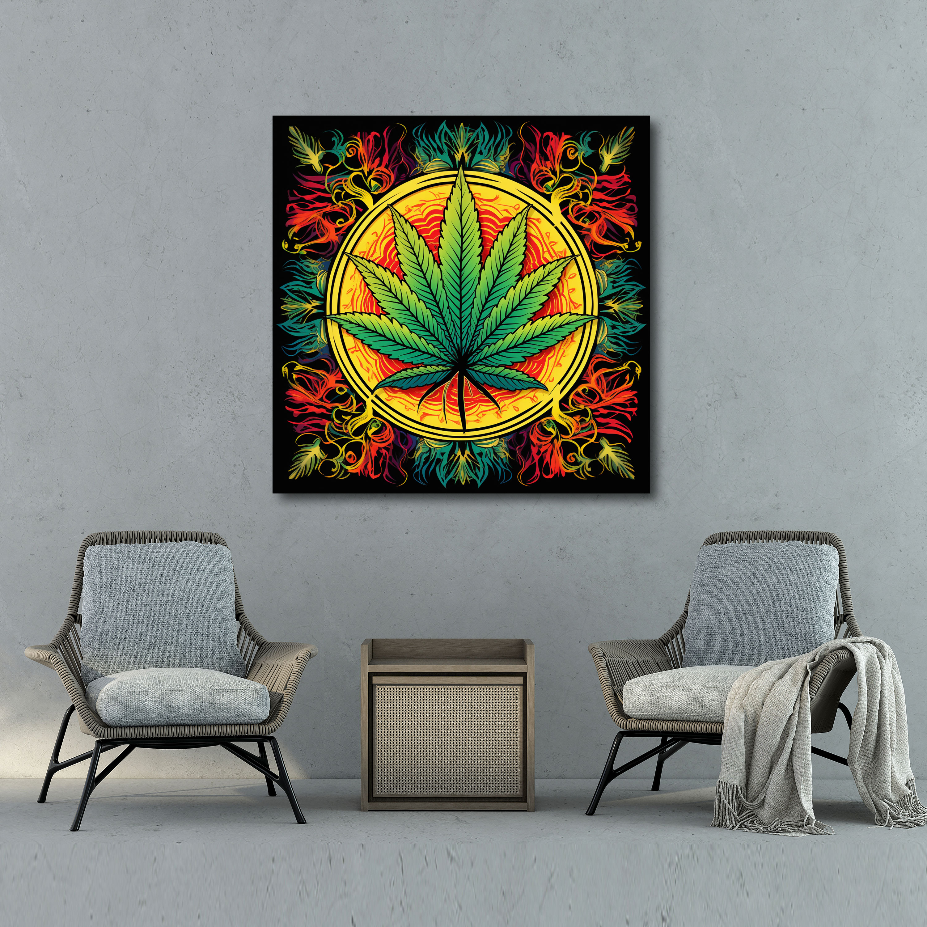 Retro Weed Canvas Print - Weed, Psychedelic Patterns, Wall Art, Retro Poster Design