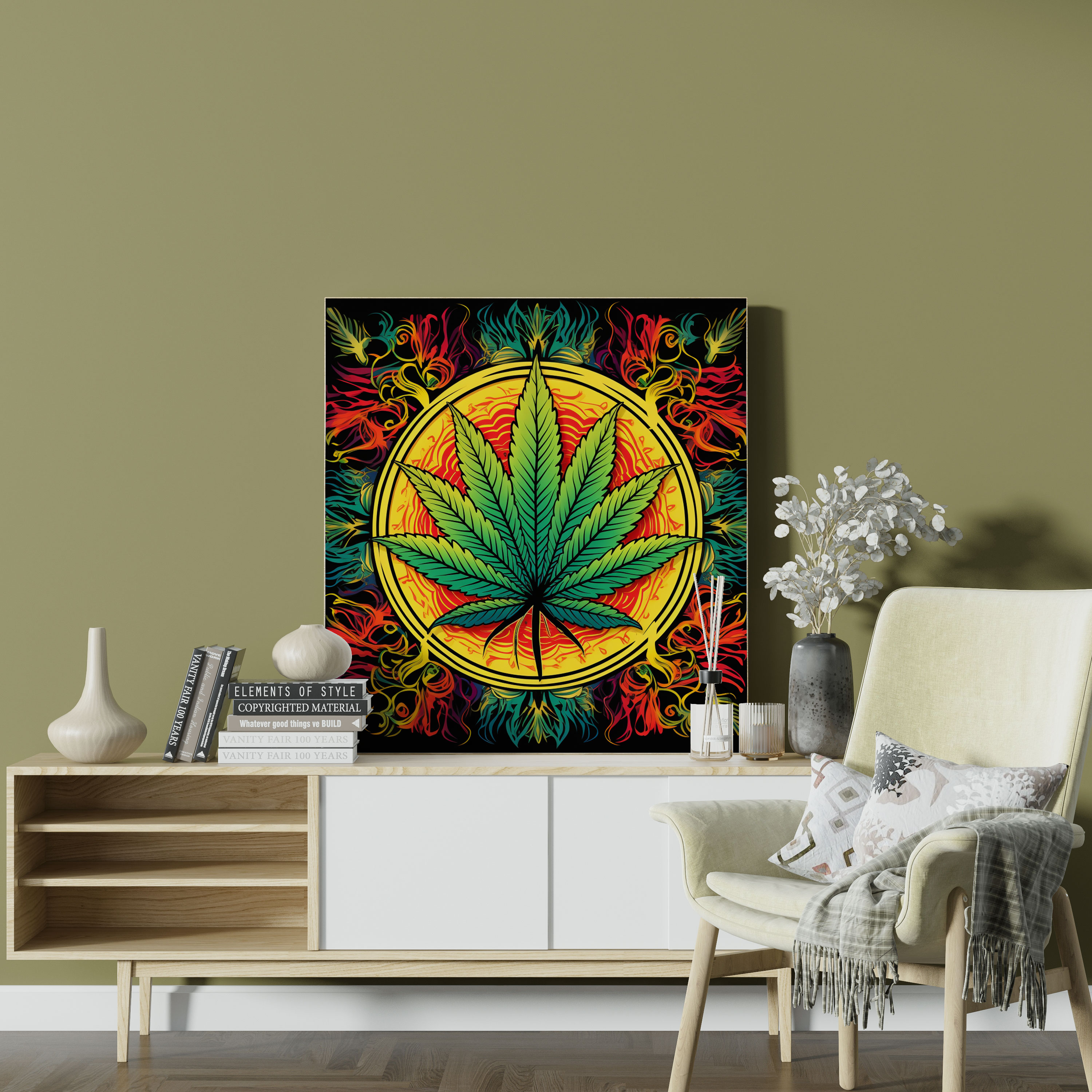 Retro Weed Canvas Print - Weed, Psychedelic Patterns, Wall Art, Retro Poster Design
