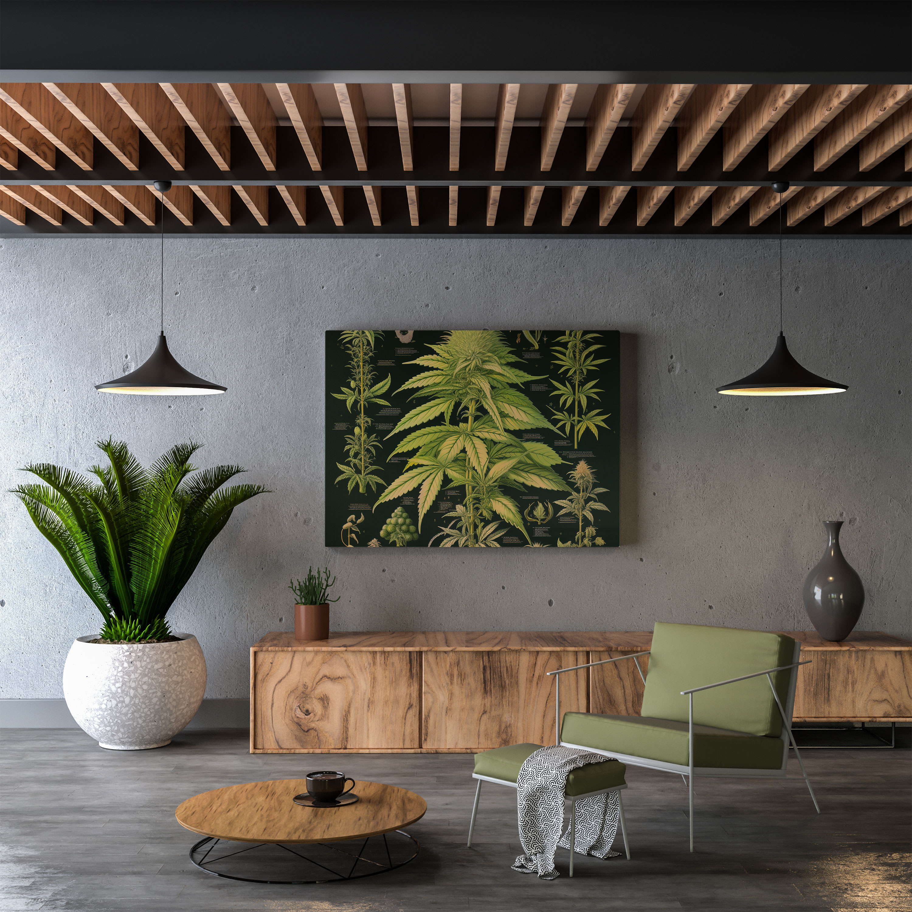 Botanical Weed Canvas Print - Weed, Wall Art, Home Decoration, Strains