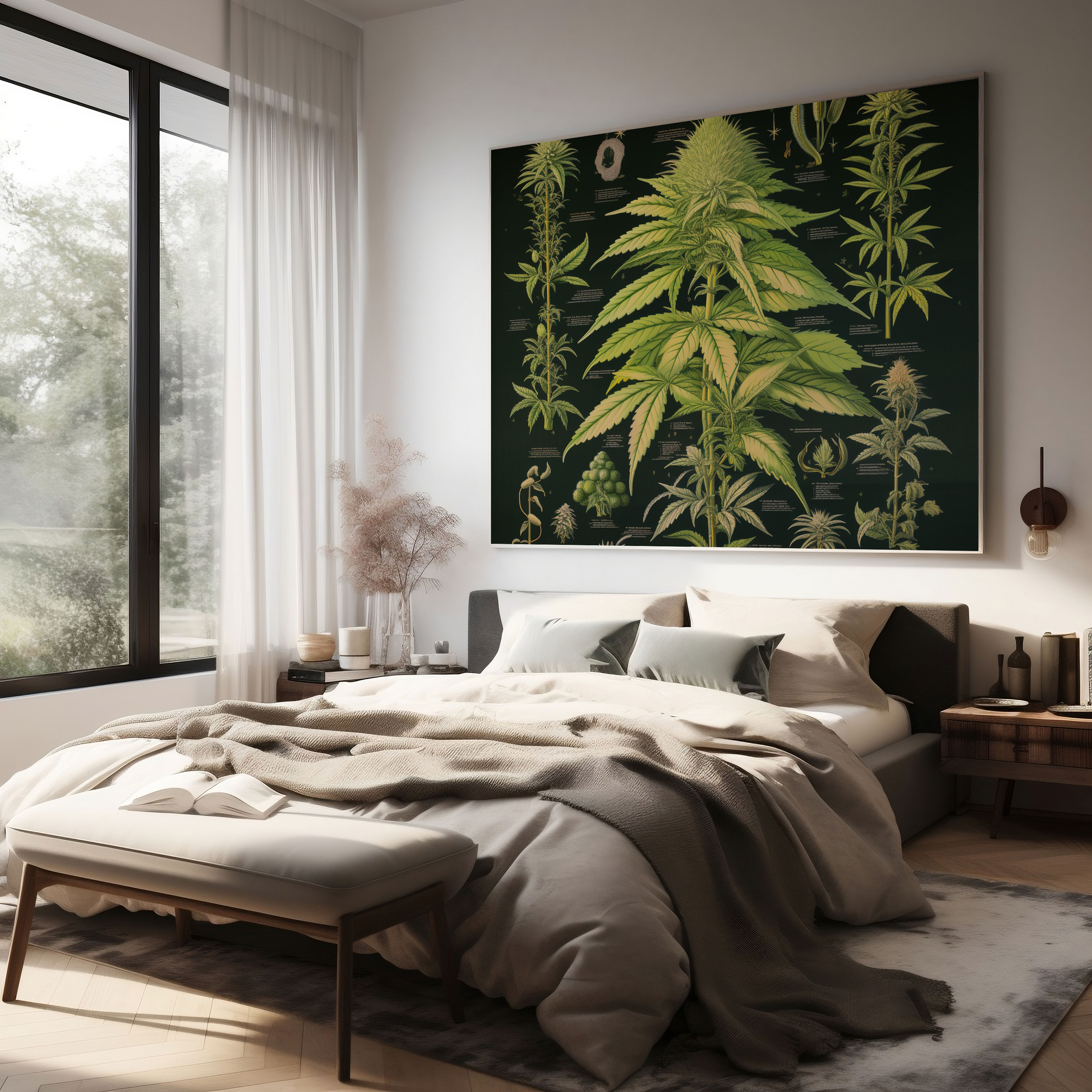 Botanical Weed Canvas Print - Weed, Wall Art, Home Decoration, Strains