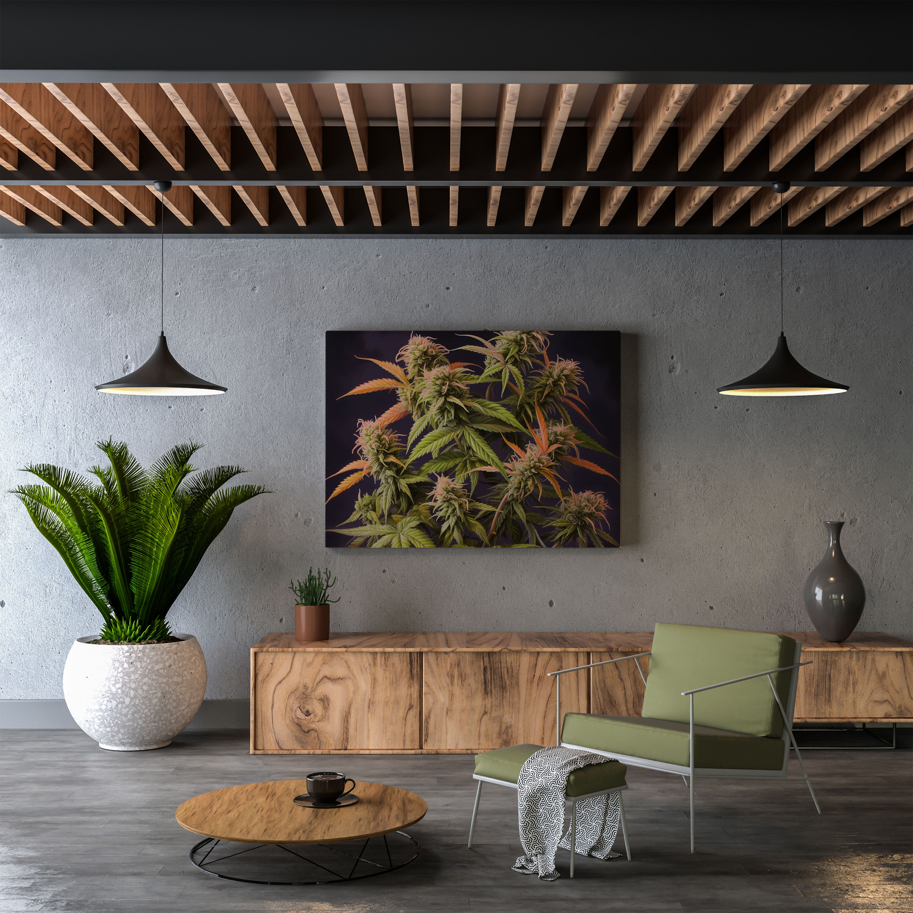Photorealistic Weed Canvas Print - Weed, Wall Art, Canvas Print, Stages Of Growth