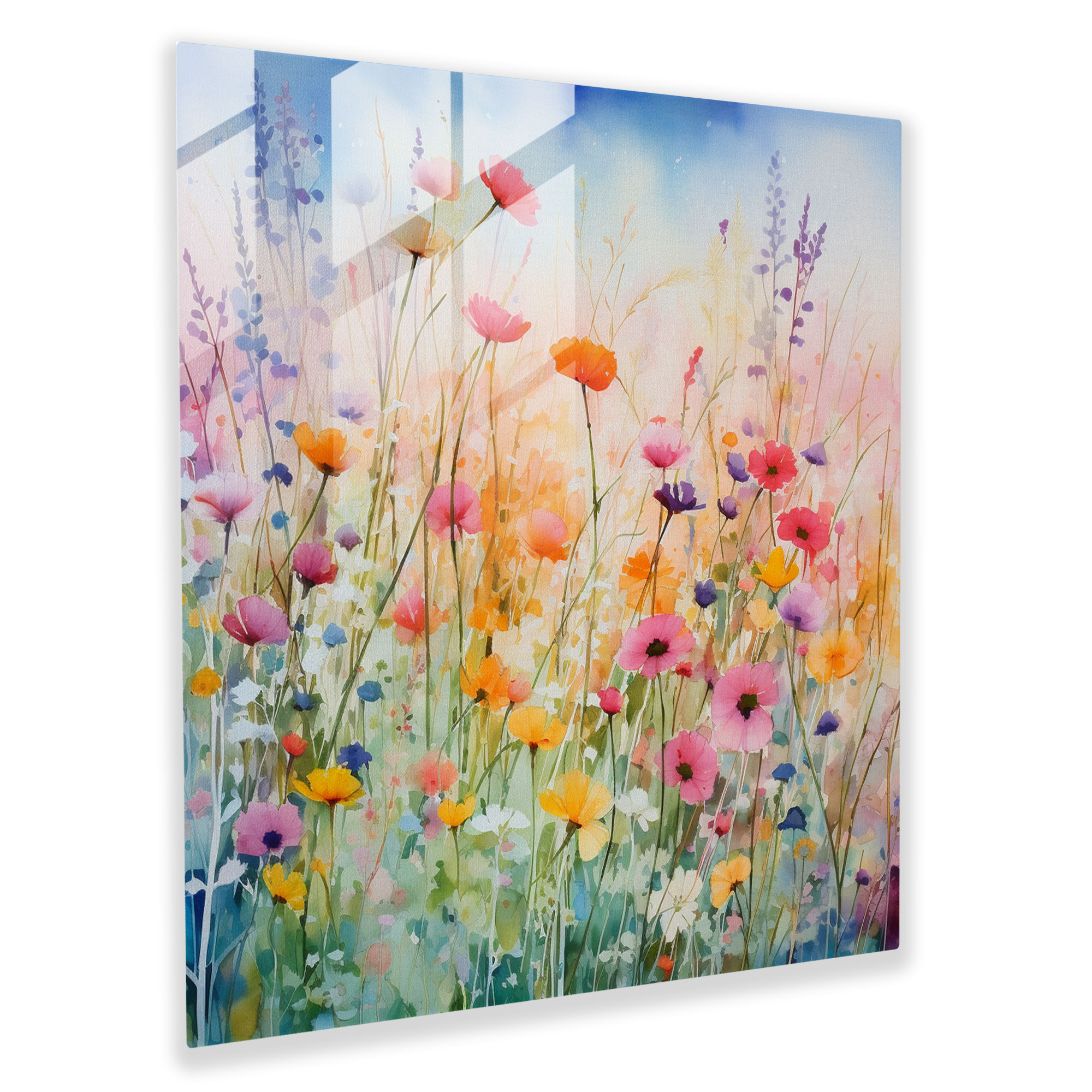 Wildflower Dreams Glass Print - Wildflower, Wall Decoration, Vibrant Colors, Watercolor Painting