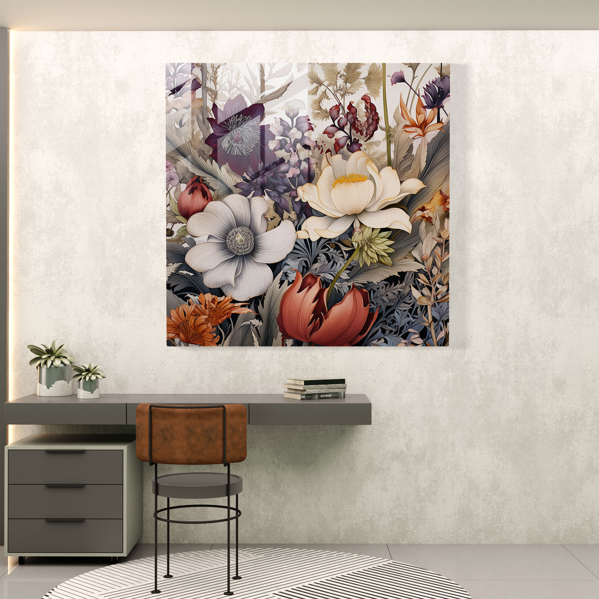 Wildflower Wonderland Glass Print - Wildflower, Vibrant Colors, Wall Decoration, Glass Art