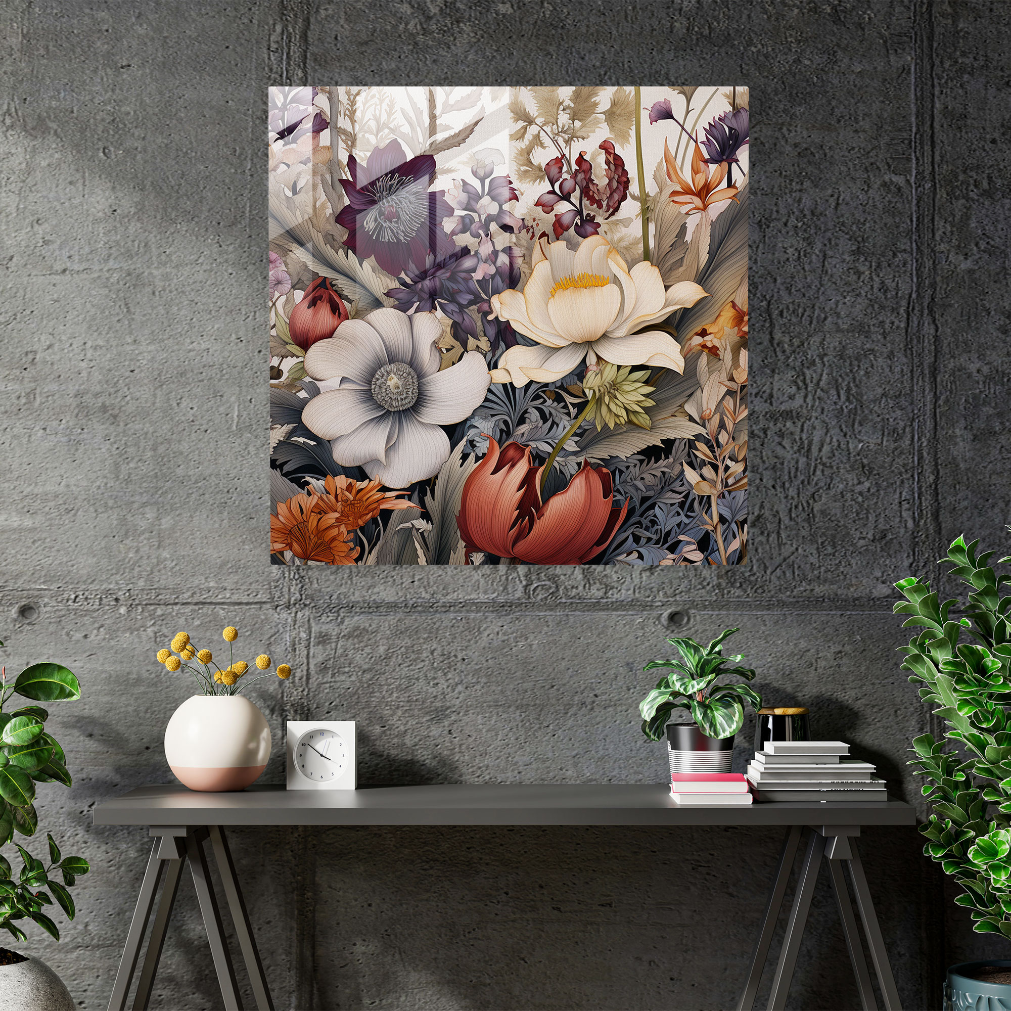 Wildflower Wonderland Glass Print - Wildflower, Vibrant Colors, Wall Decoration, Glass Art