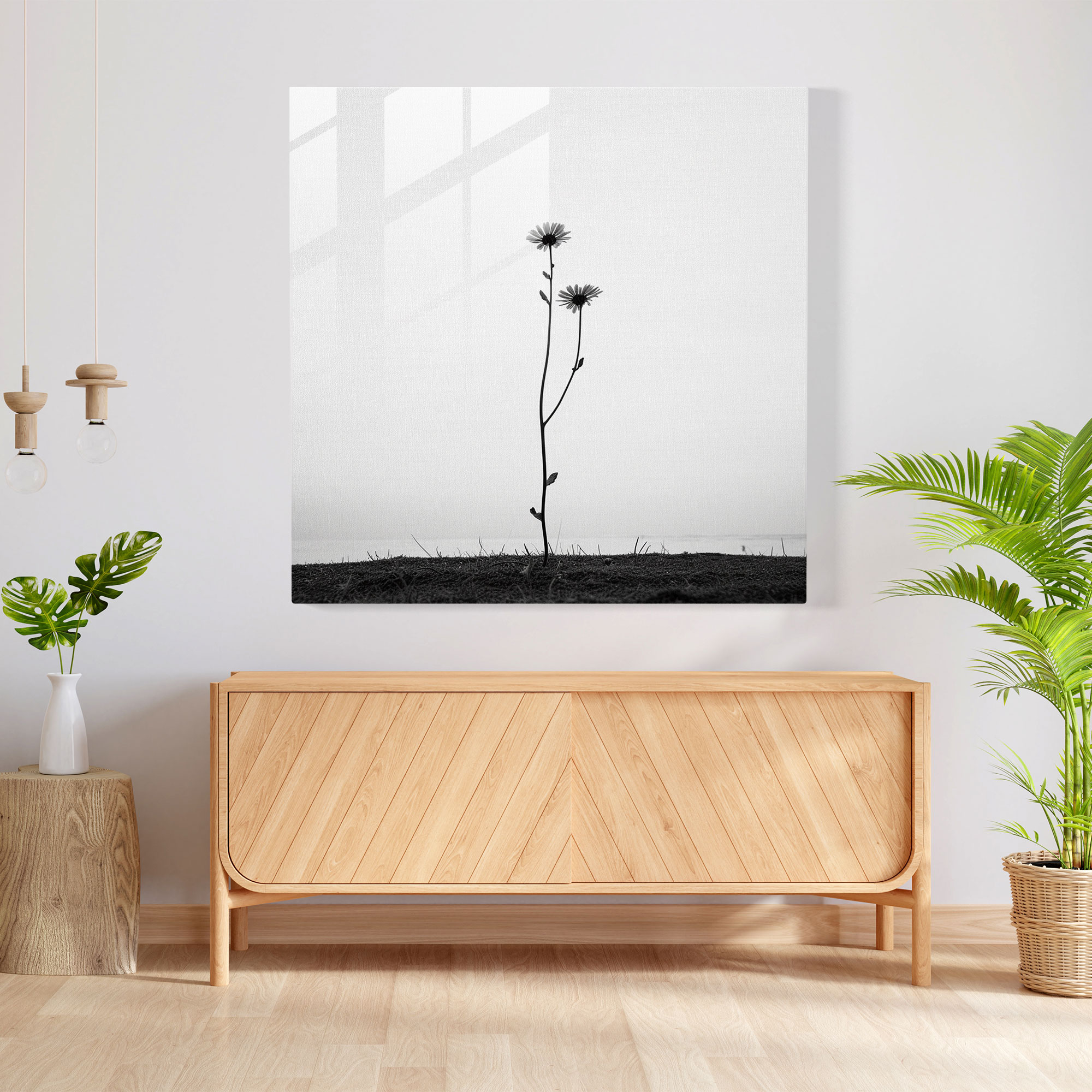 Vahşi Çiçeklerin Dayanıklılık Cam Tablosu - Vahşi Çiçek Modern Sanat Ev Dekorasyonu Cam Duvar Sanatı