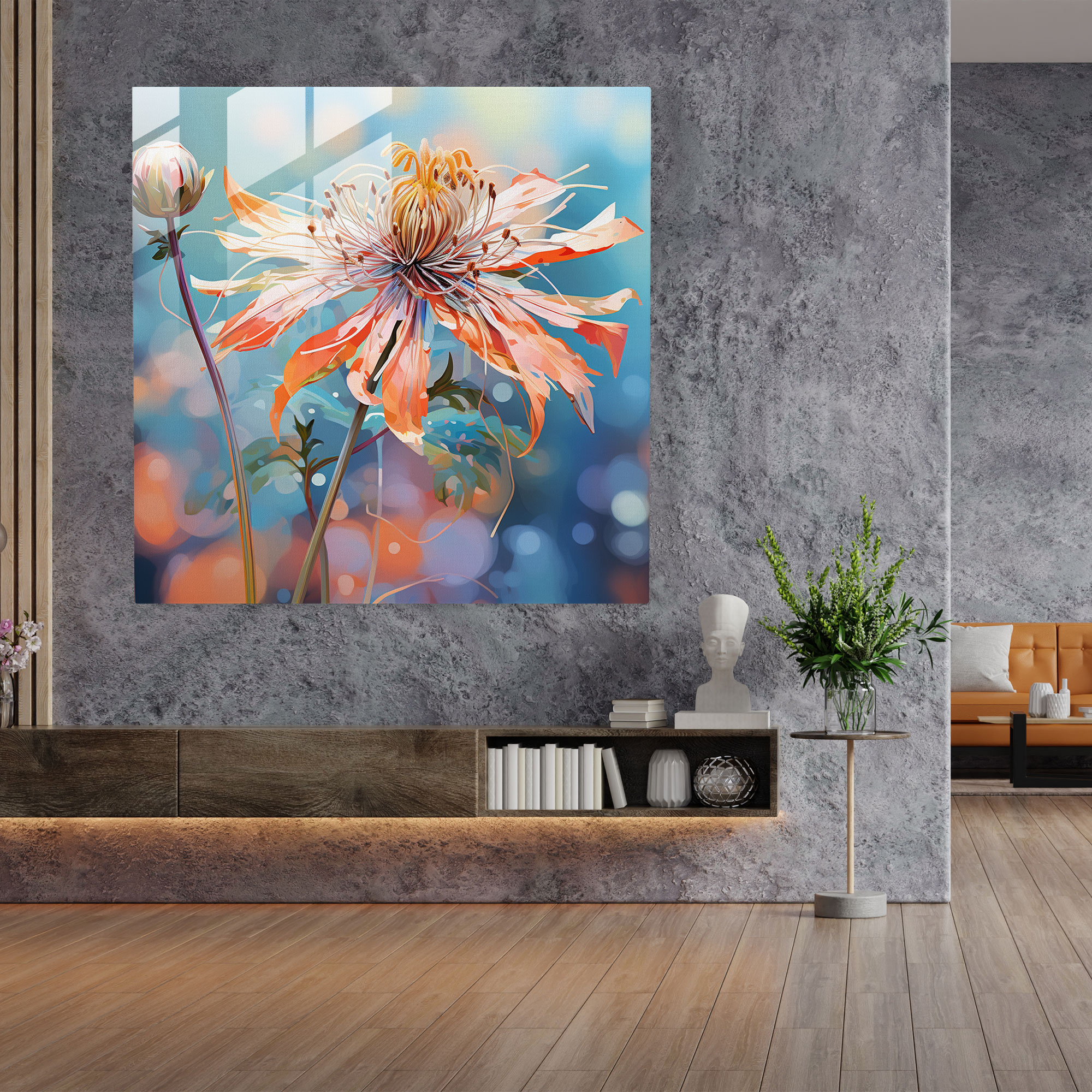Zarif Yabani Çiçekler Cam Tablo - Duvar Dekorasyonu ve Modern Sanat