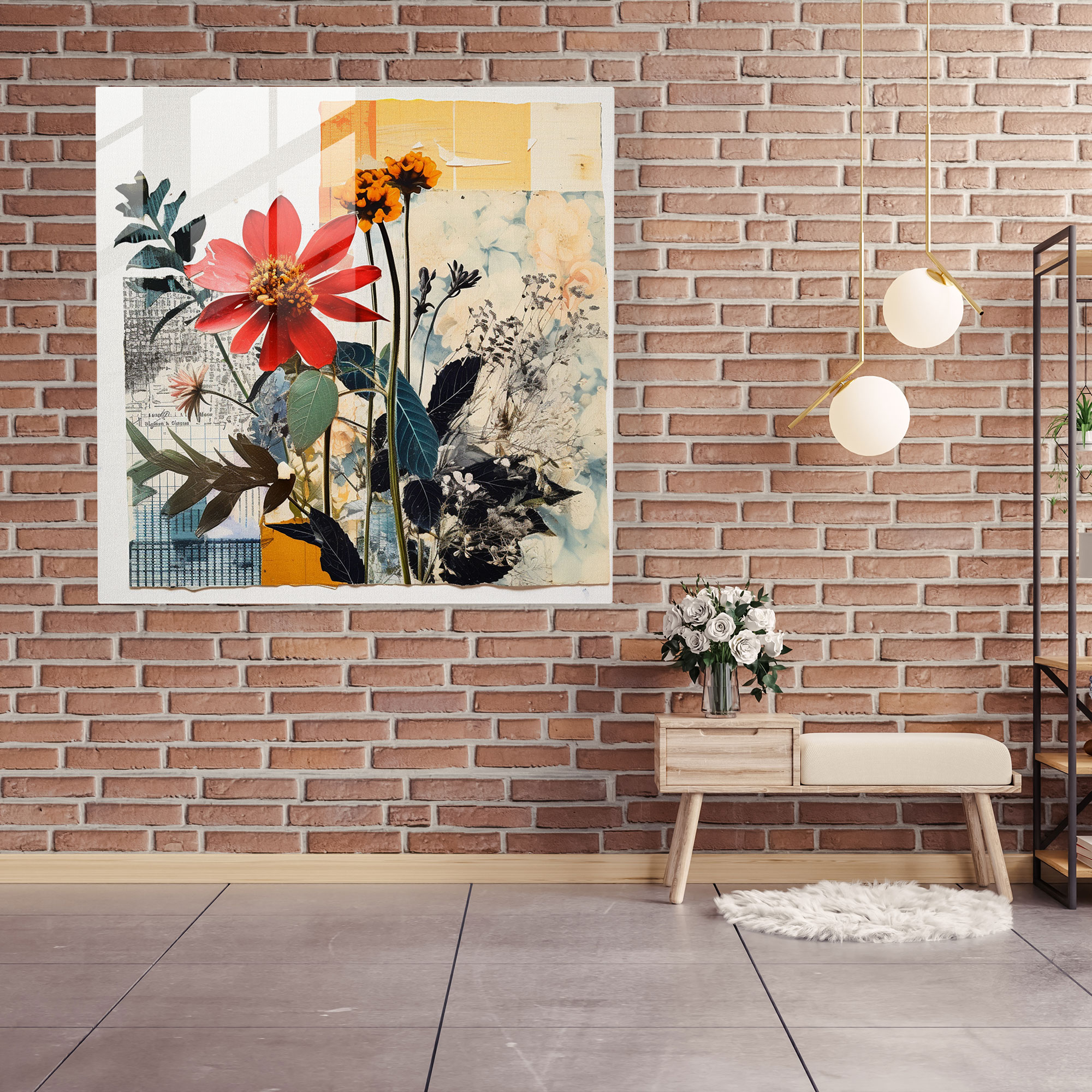 Çiçek Bahçesi Koleksiyonu Cam Tablo - Çiçek Bahçesi Modern Sanat Koleksiyon Sanatı Duvar Dekorasyonu