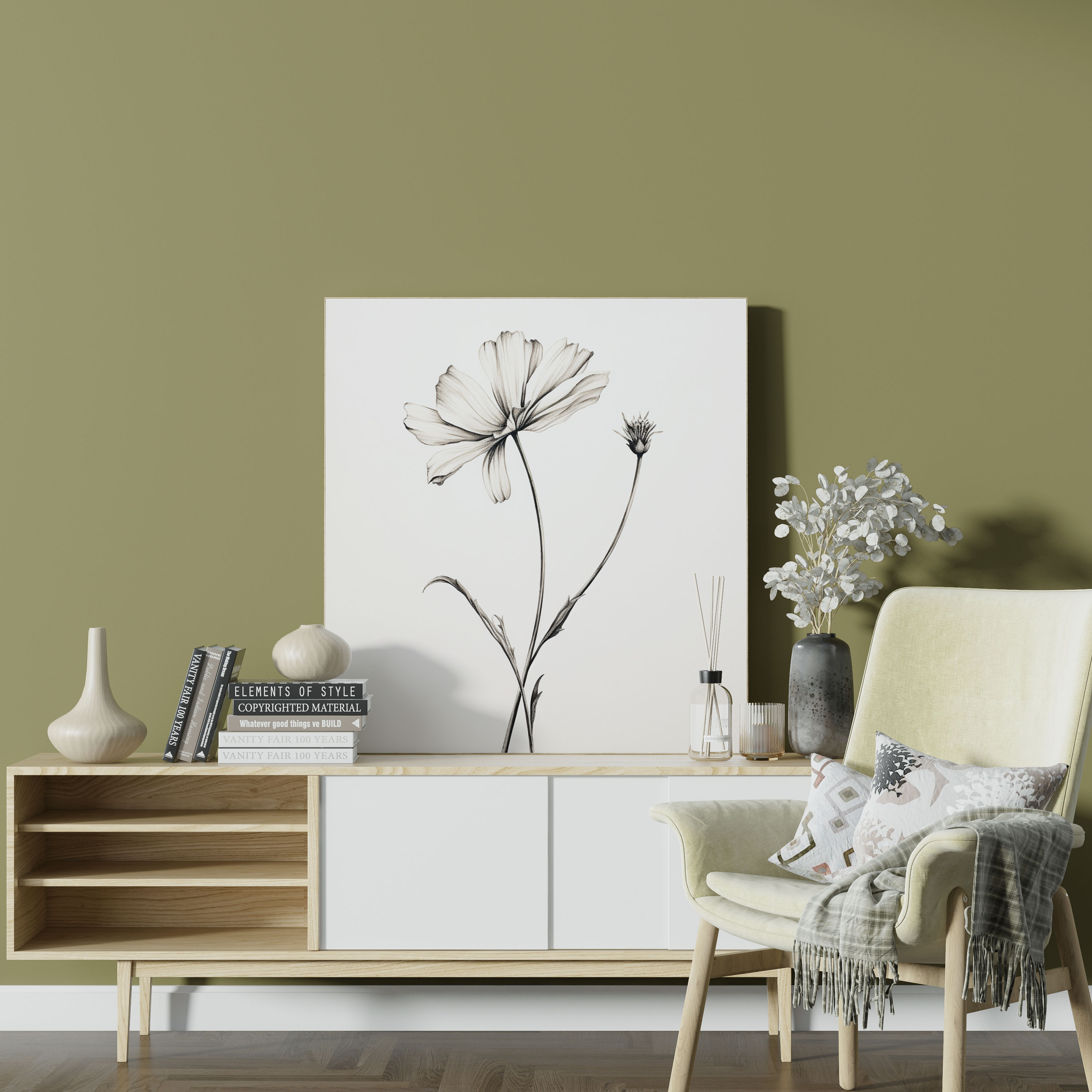 Vahşi Çiçekler Kanvas Tablo - Minimalist Duvar Sanatı - Ev Dekorasyonu için Vahşi Çiçekler