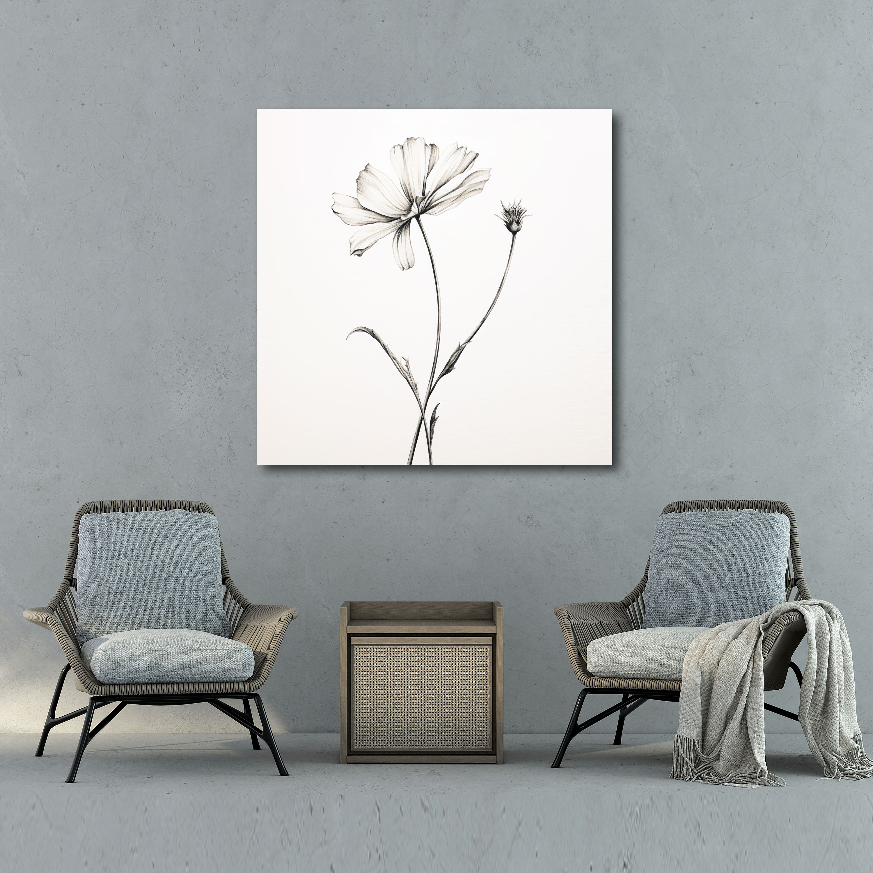 Vahşi Çiçekler Kanvas Tablo - Minimalist Duvar Sanatı - Ev Dekorasyonu için Vahşi Çiçekler
