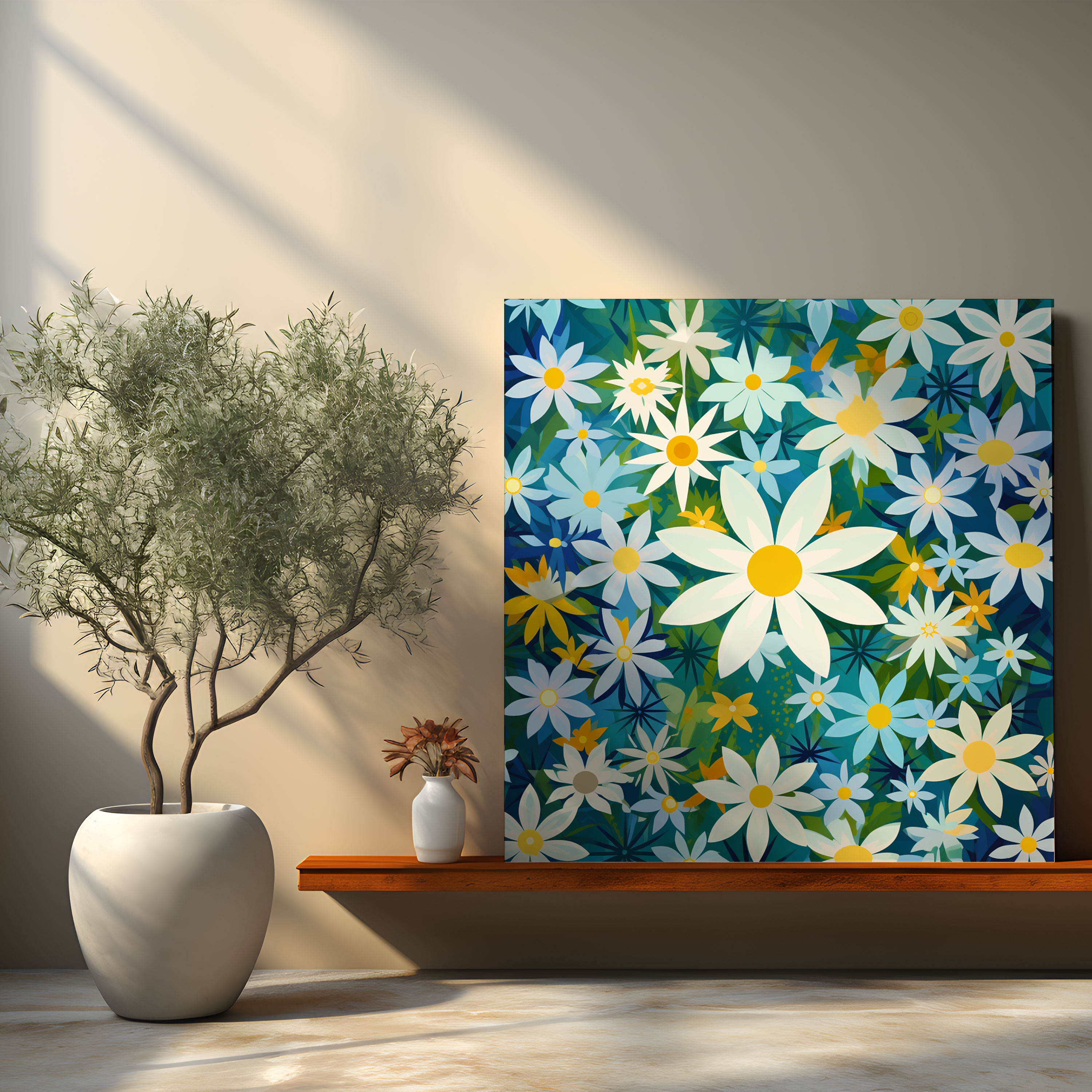 Yaban Çiçekleri Kanvas Tablo - Modern Geometrik Desen - Duvar Sanatı