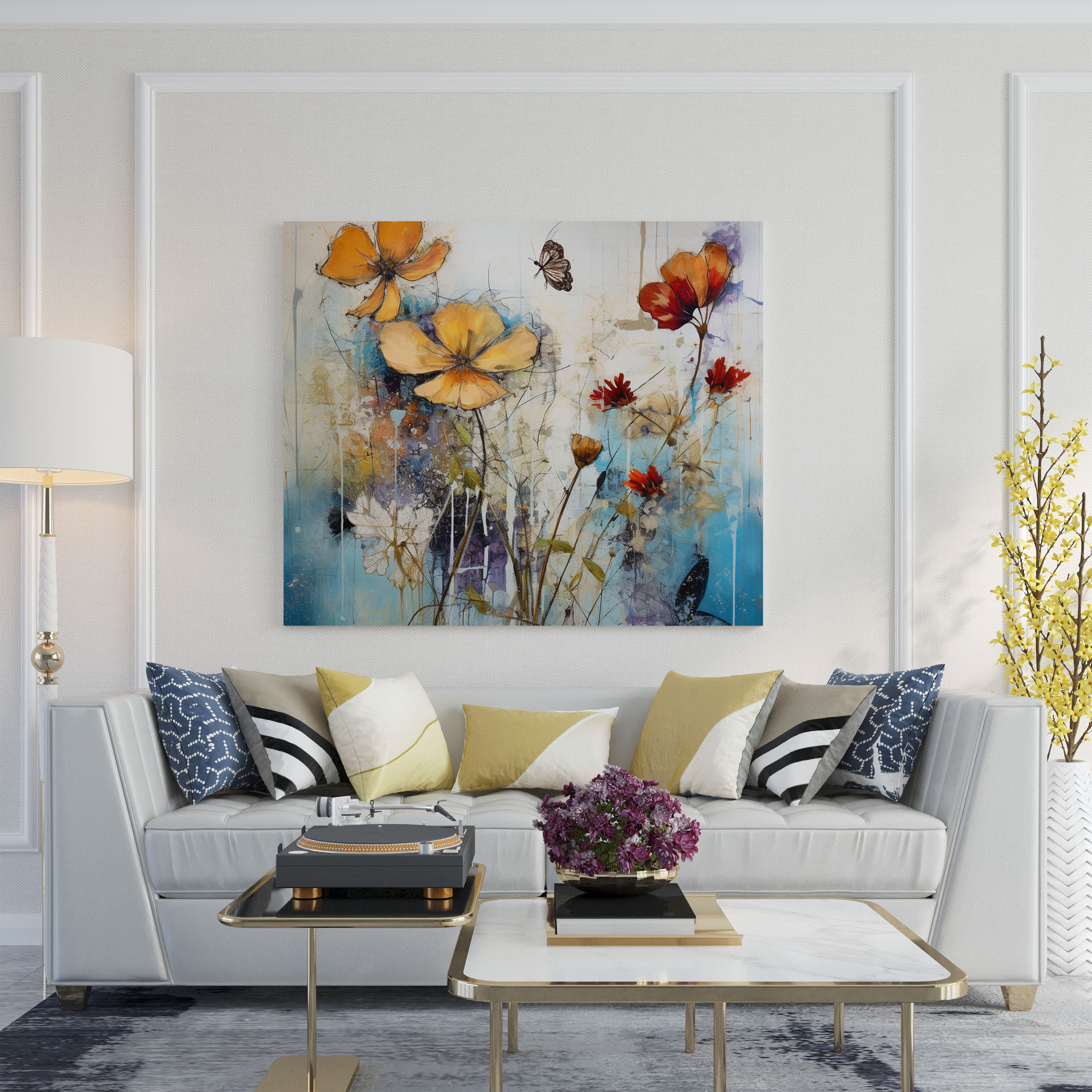 Wildflower Canvas Wall Art - Wildflower, Wildflowers, Canvas Wall Art, Abstract Mixed Media Artwork