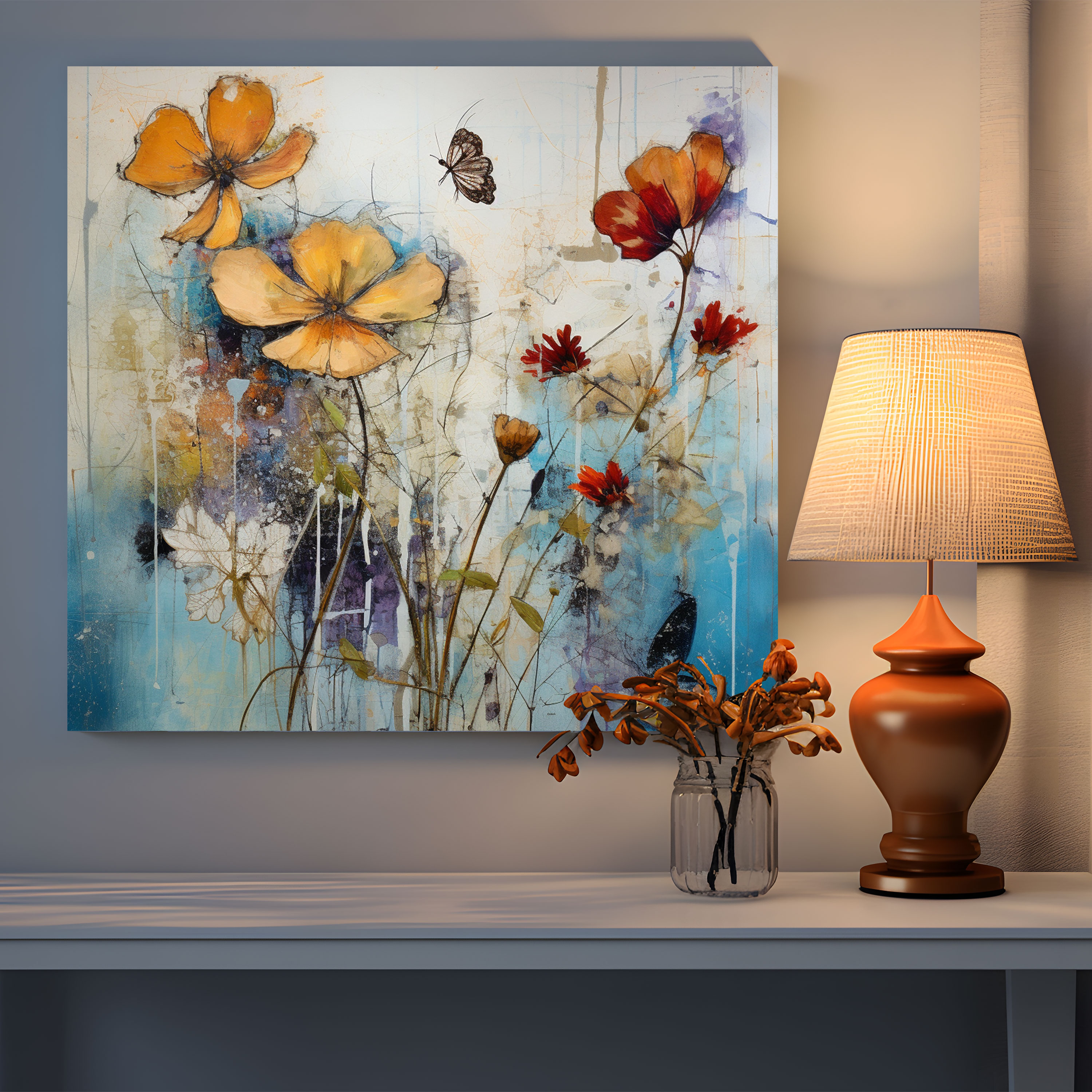 Wildflower Canvas Wall Art - Wildflower, Wildflowers, Canvas Wall Art, Abstract Mixed Media Artwork