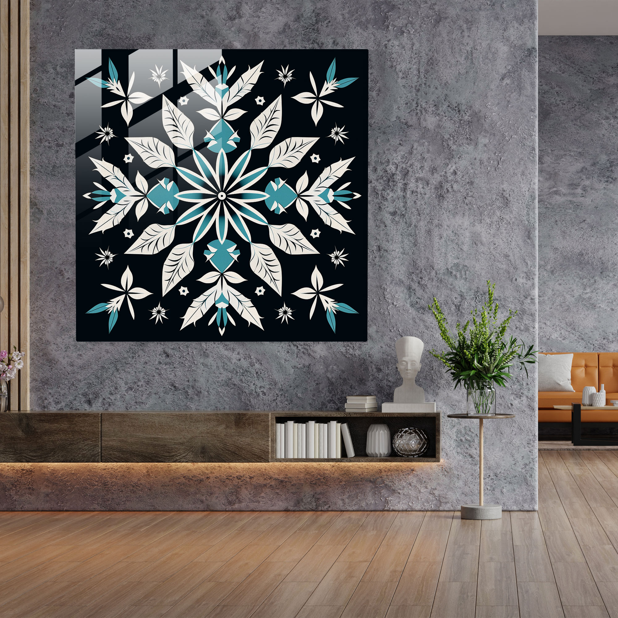 Winter Symmetry Glass Print - Winter, Glass Print, Glass Wall Art, Wall Decoration