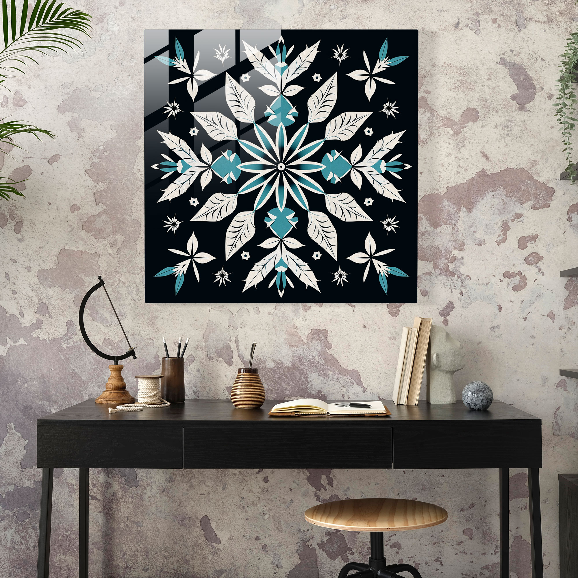 Winter Symmetry Glass Print - Winter, Glass Print, Glass Wall Art, Wall Decoration