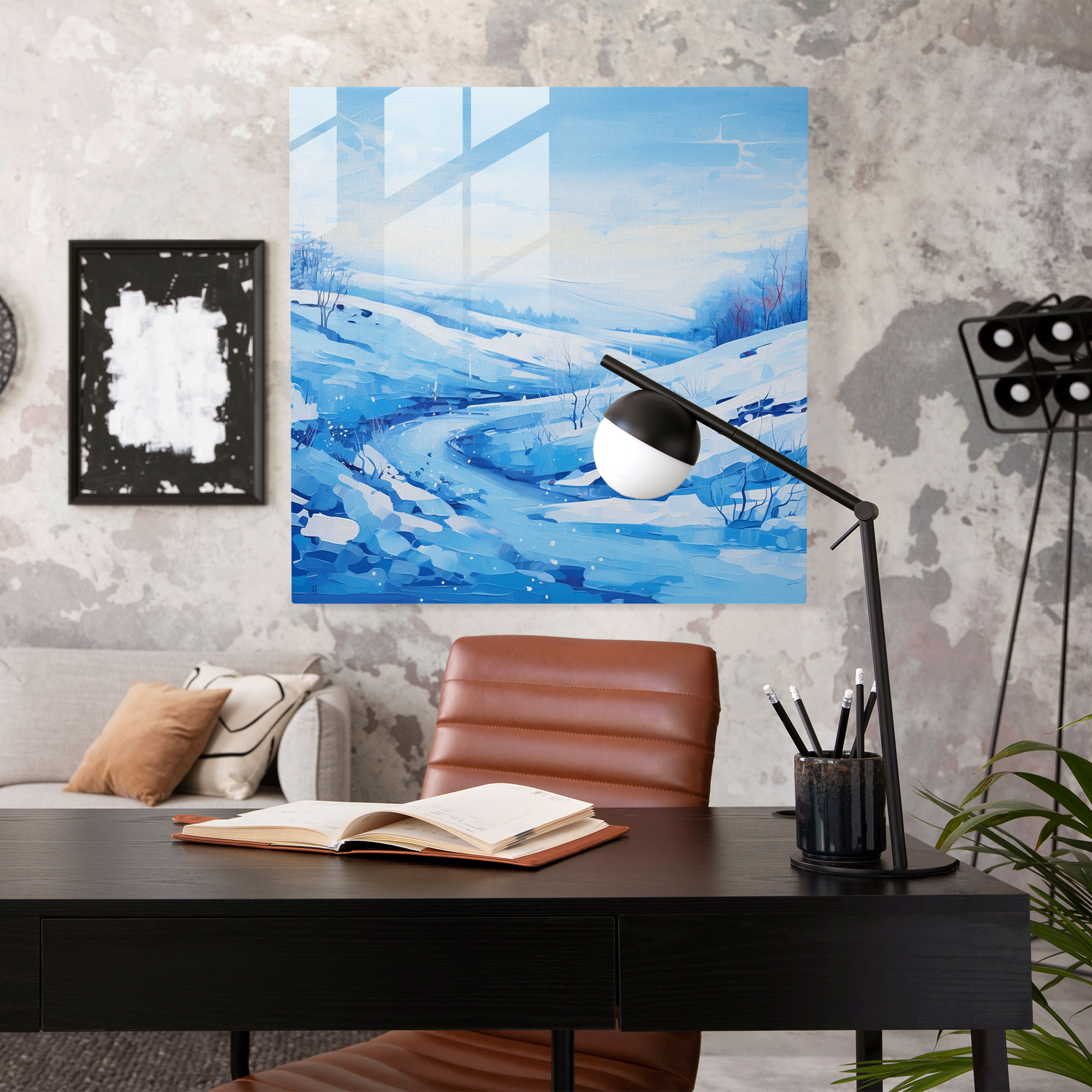 Winter Wonderland Glass Print - Winter, Snowy Landscape, Vibrant Blue, Glass Print