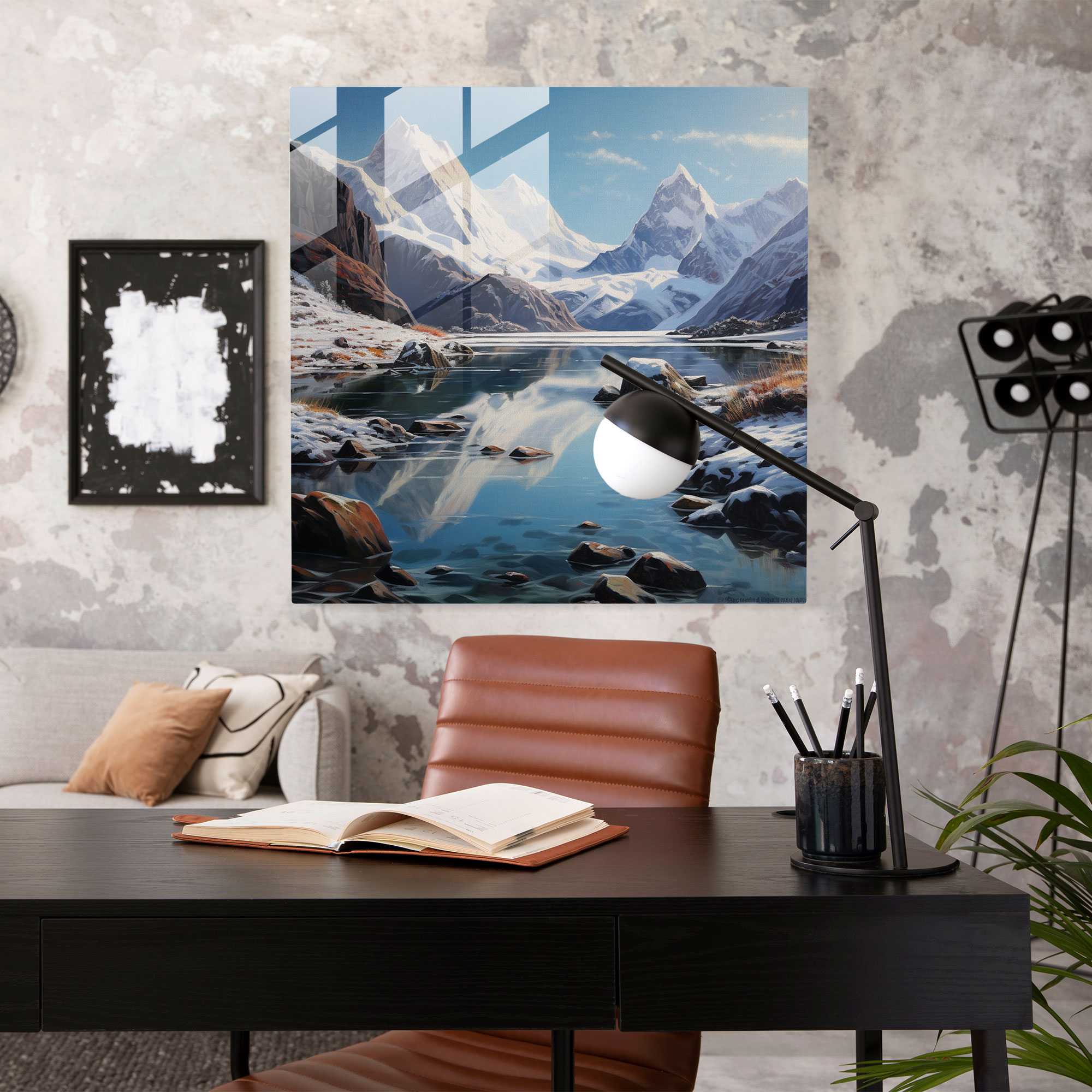 Winter Majesty Glass Print - Winter, Frozen Lake, Home Decoration, Wall Decoration