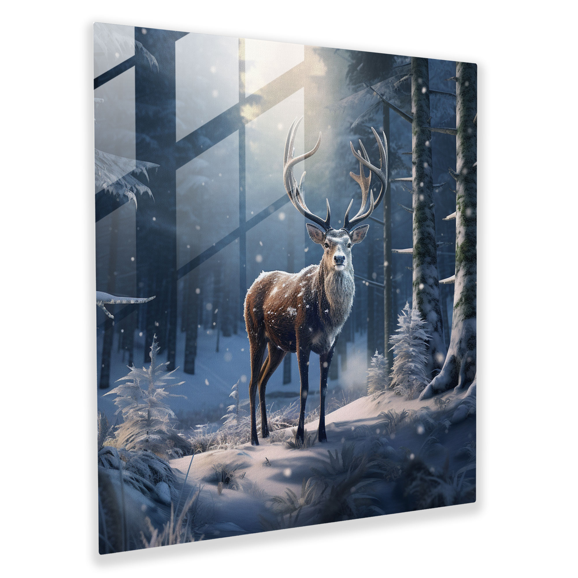 Winter Majesty Glass Print - Winter, Modern Art, Realistic 3D Art, Winter