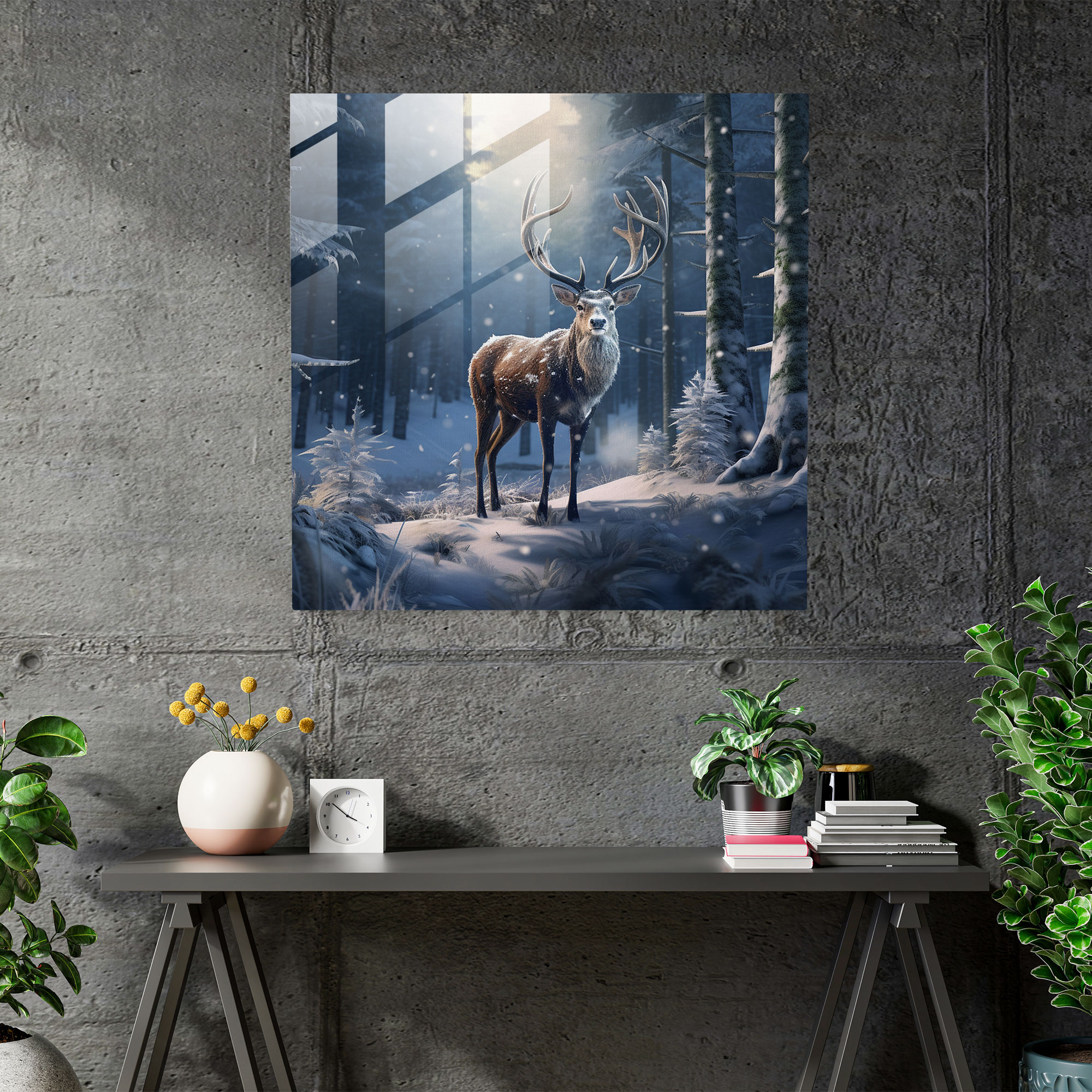 Winter Majesty Glass Print - Winter, Modern Art, Realistic 3D Art, Winter