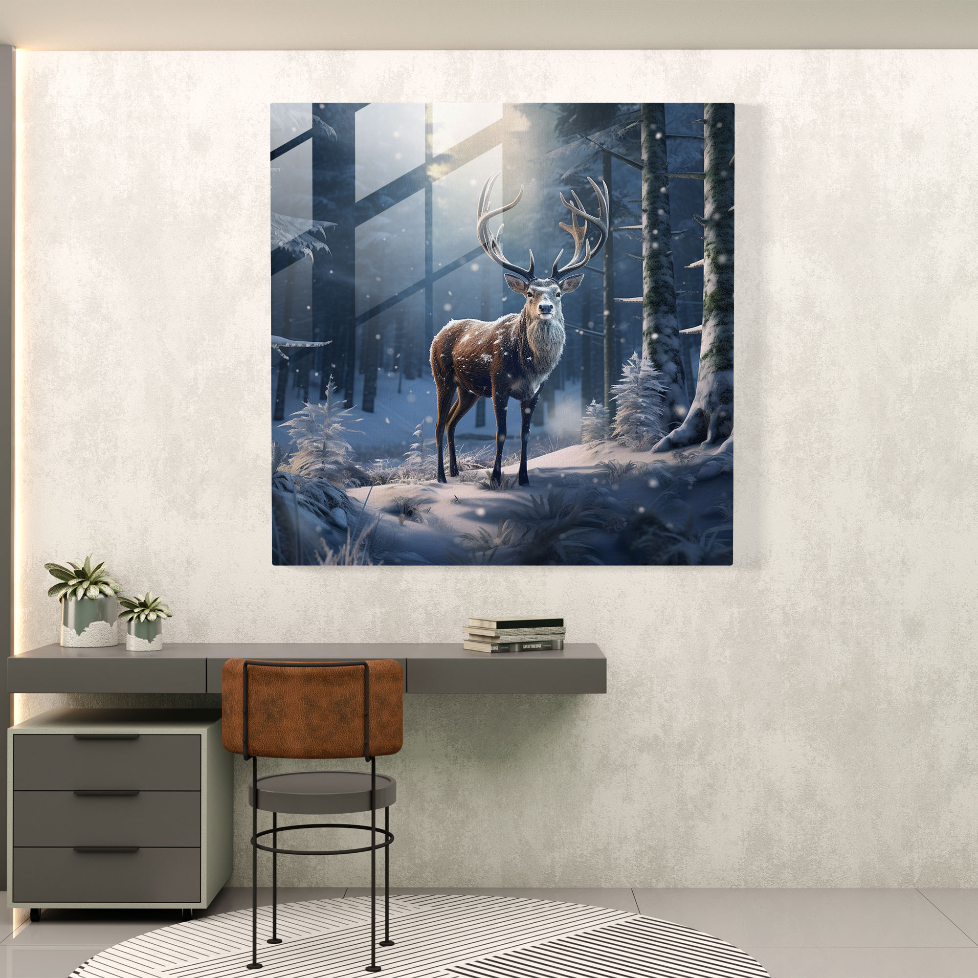 Winter Majesty Glass Print - Winter, Modern Art, Realistic 3D Art, Winter