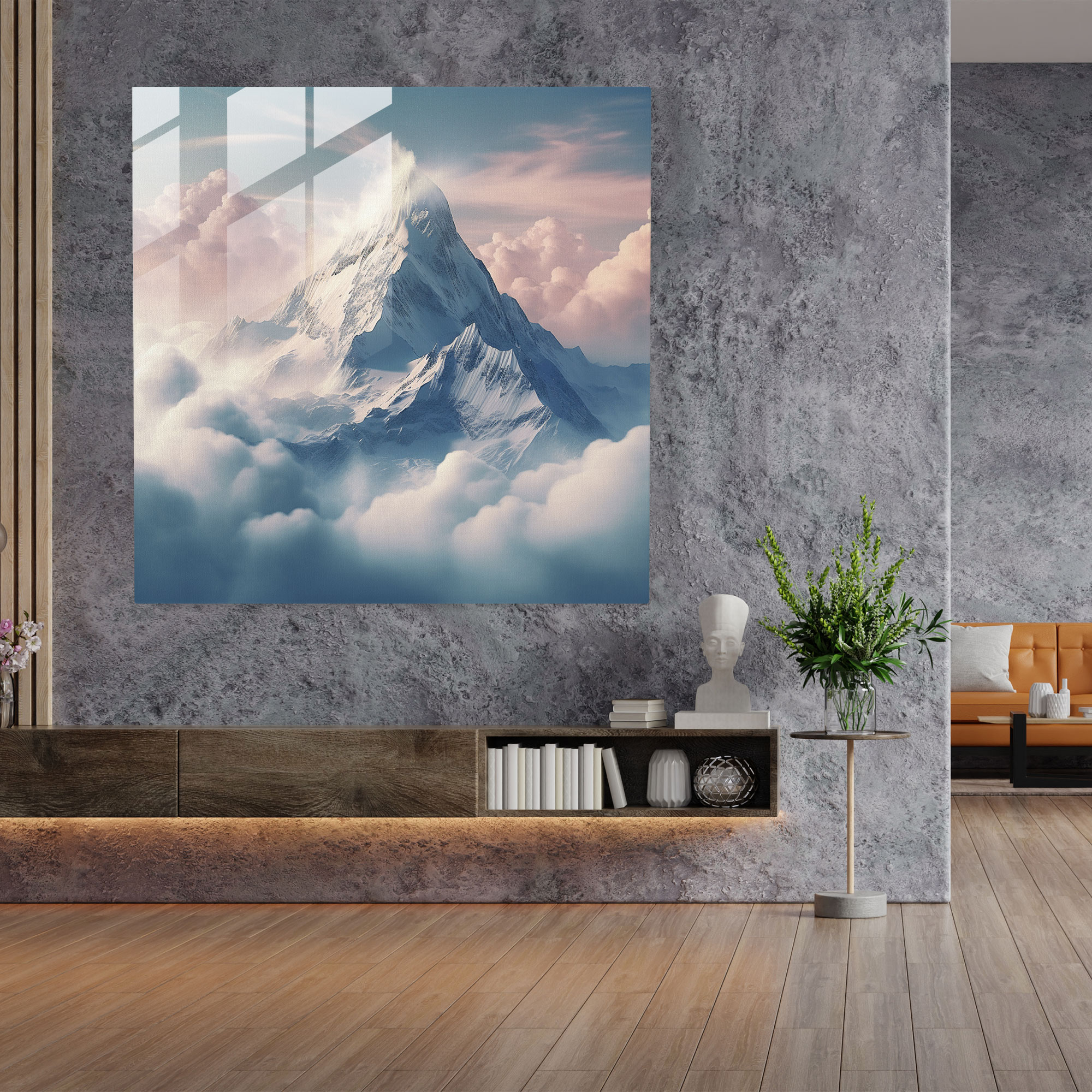Grand Winter Peak Glass Print - Winter, Glass Wall Art, Home Decoration, Glass Print