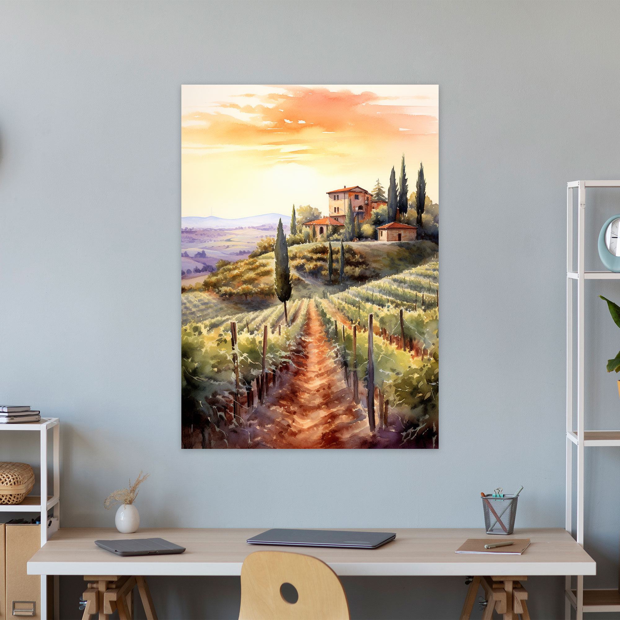 Wine Canvas Print - Vineyard In Tuscany Wall Art - Wine, Canvas, Wine Canvas Print, Canvas Wall Art