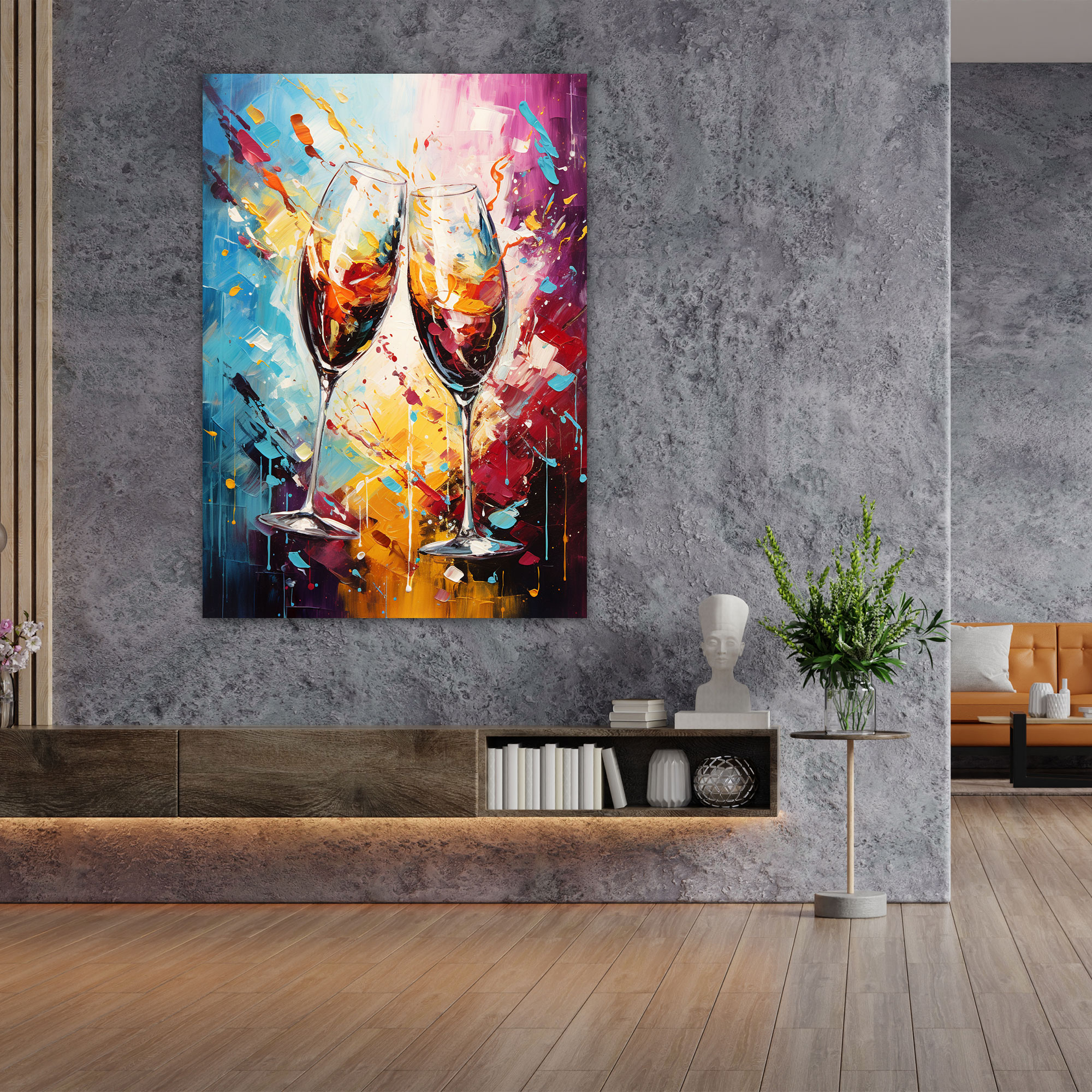 Wine Wall Art - Clinking Wine Glasses Canvas Print - Wine, Canvas, Wine Wall Decoration, Canvas Wall Art