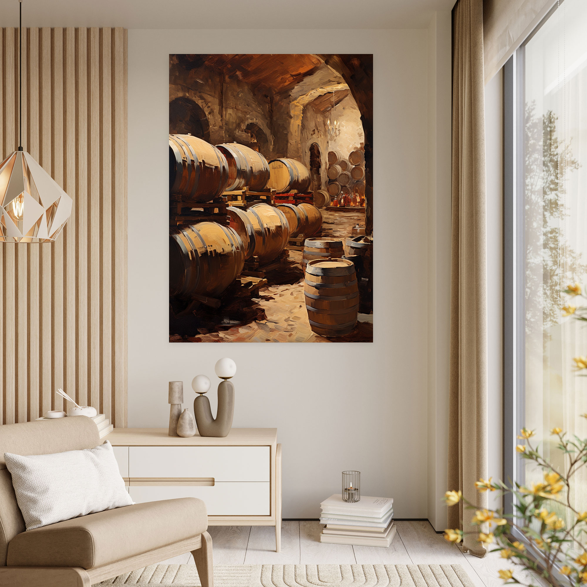 Wine Canvas Print - Wine Cellar Barrels Wall Art - Wine, Home Decoration, Wine Wall Decoration, Wine Canvas Print
