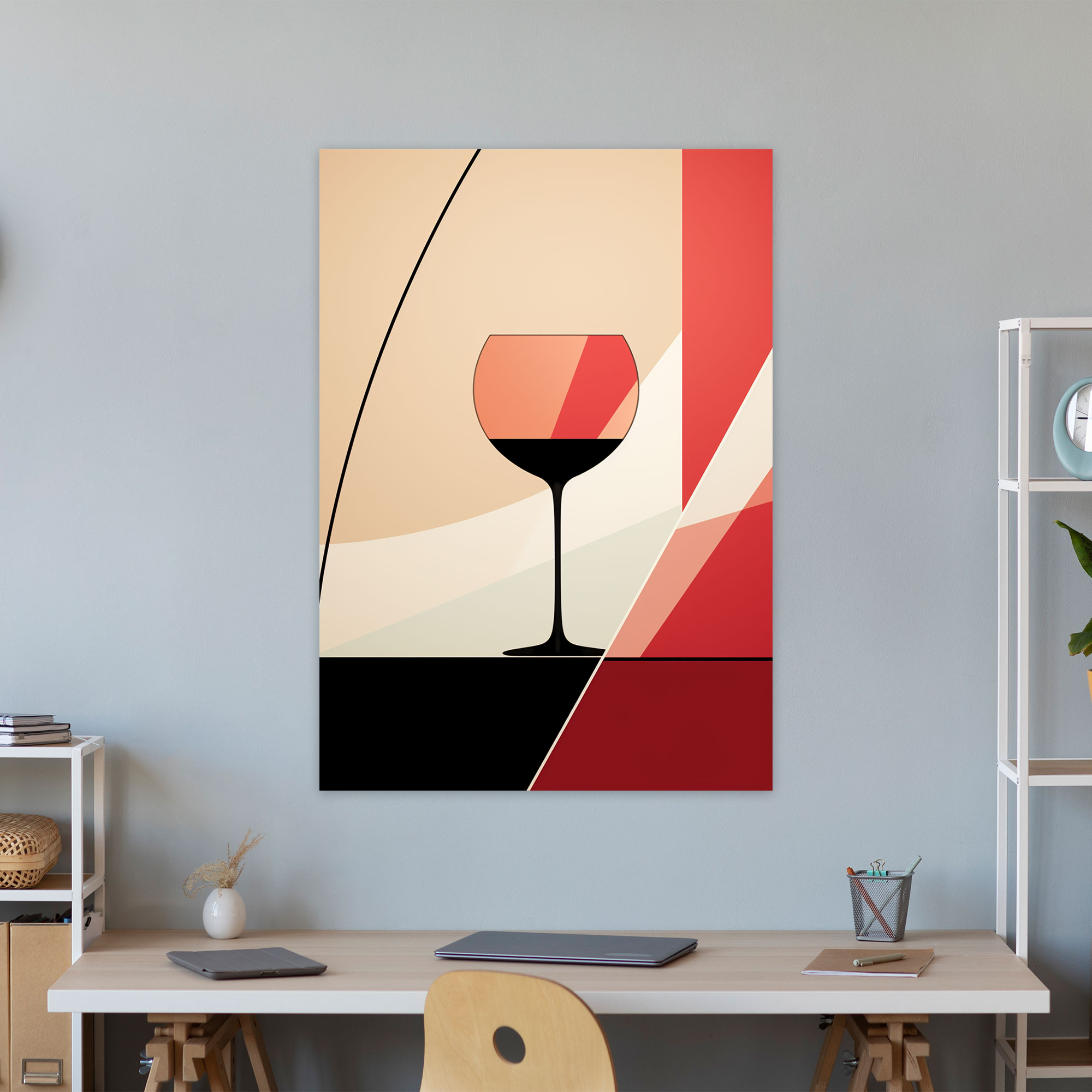 Wine Wall Art - Minimalist Wine Glass Canvas Print - Wine, Home Decoration, Minimalist Wine Glass Canvas Print, Canvas Wall Art