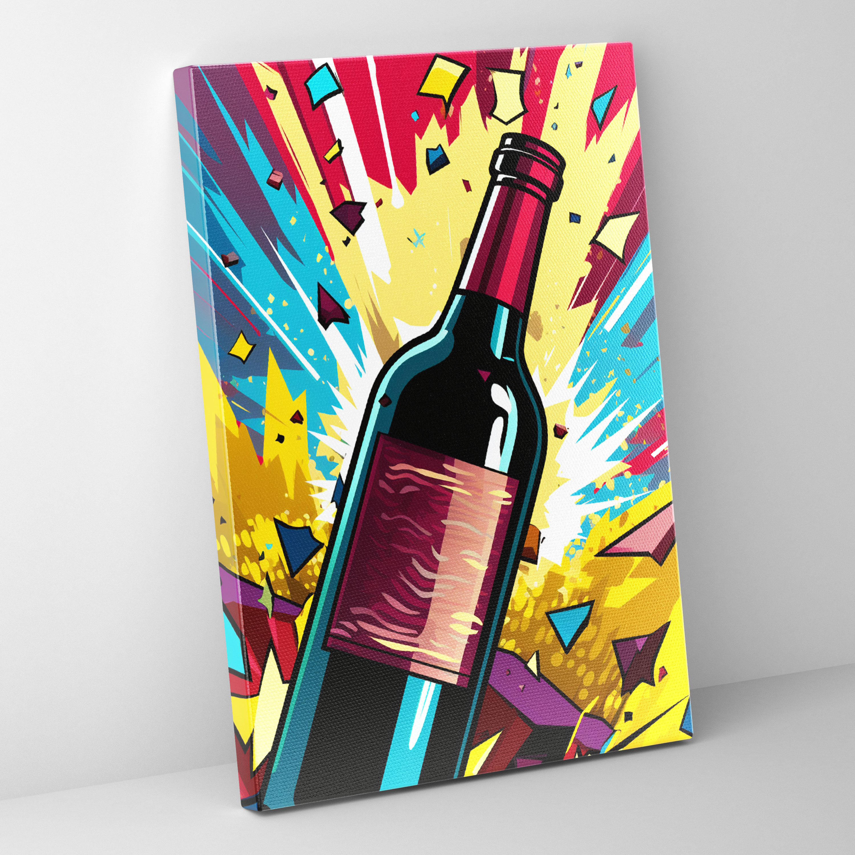 Wine Canvas Print - Pop Art Wine Bottle Wall Art - Wine, Wine Wall Decoration, Wine Canvas Print, Home Decoration