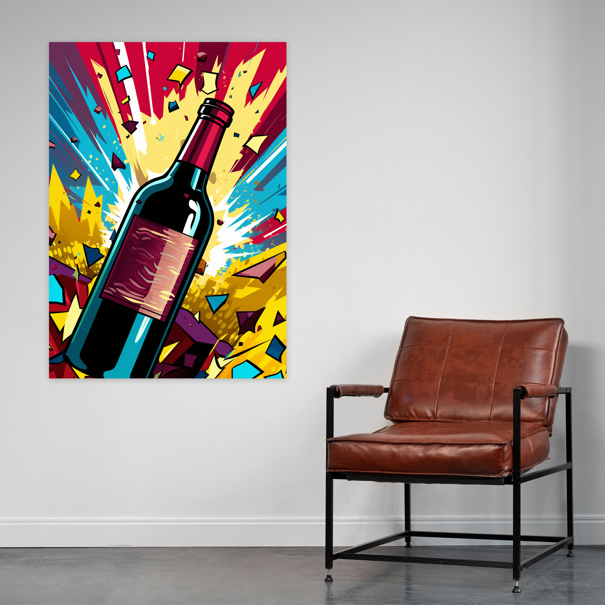 Wine Canvas Print - Pop Art Wine Bottle Wall Art - Wine, Wine Wall Decoration, Wine Canvas Print, Home Decoration