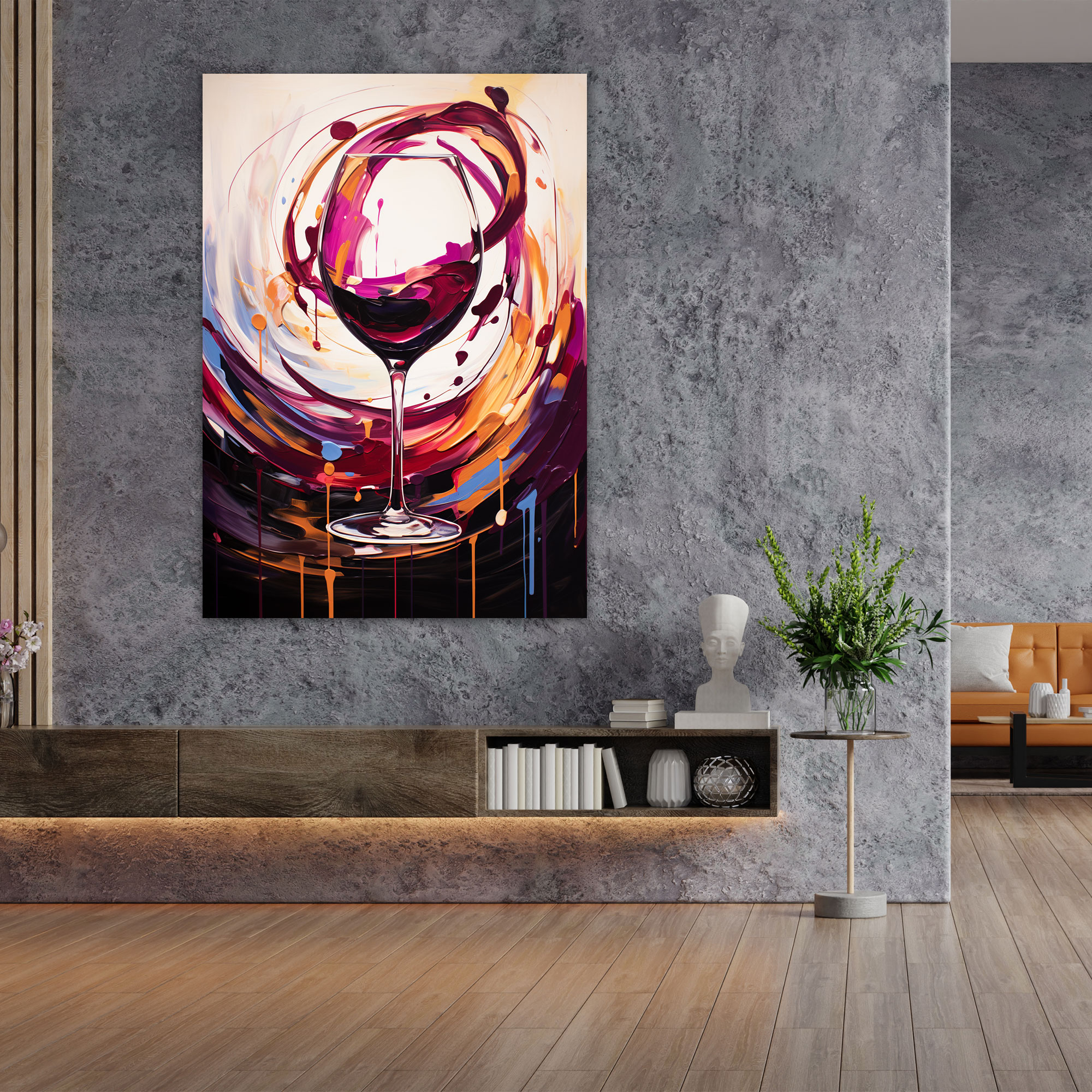 Wine Wall Decoration - Wine, Modern Abstract Artwork, Abstract Shapes, Canvas Wall Art