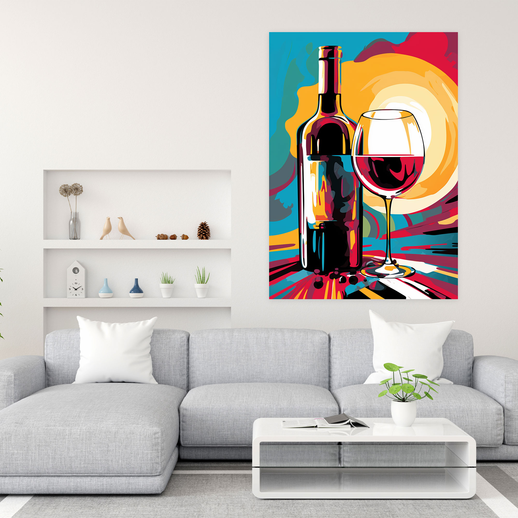 Wine Canvas Print - Pop Art Illustration - Wine, Pop Art Illustration, Home Decoration, High Quality Canvas Print