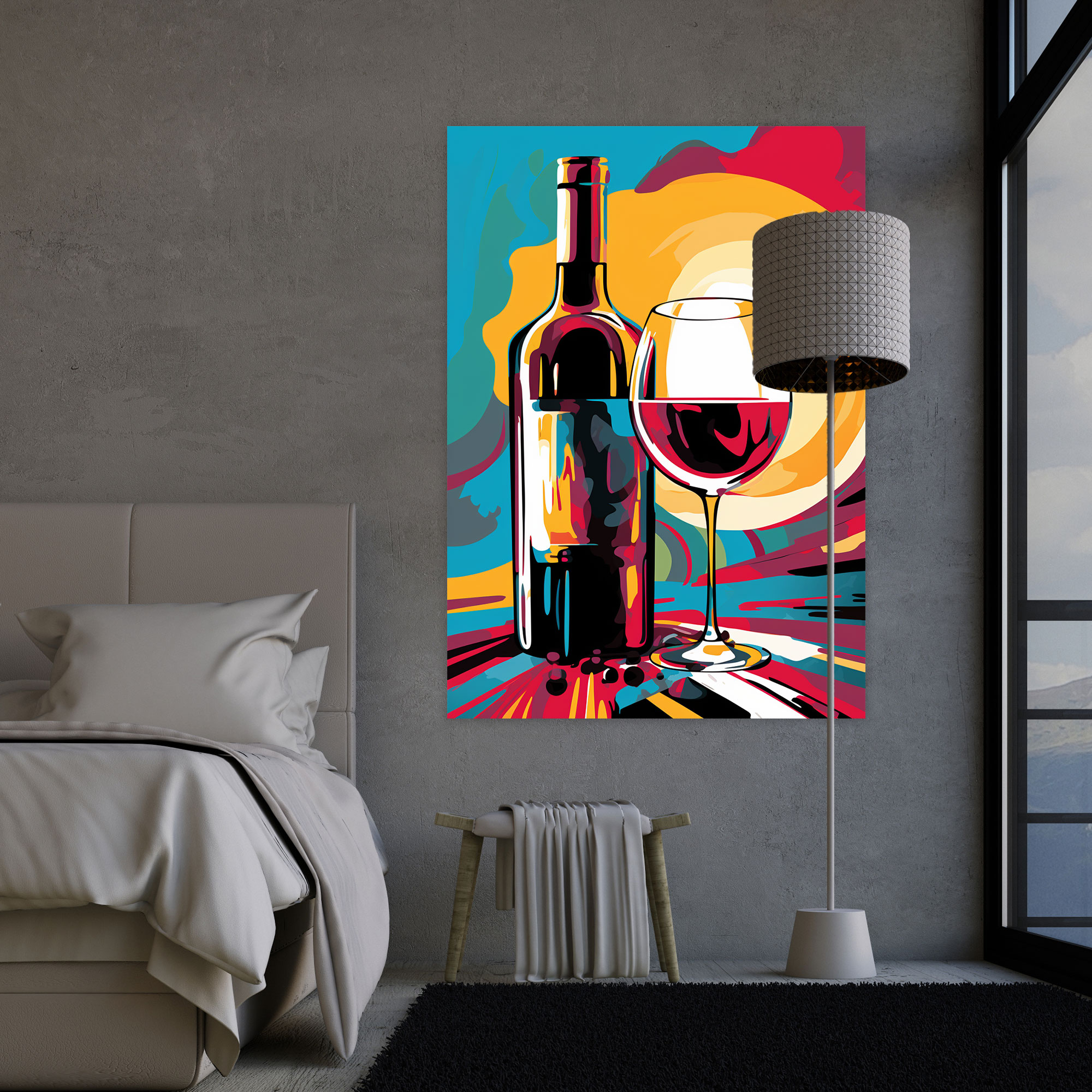 Wine Canvas Print - Pop Art Illustration - Wine, Pop Art Illustration, Home Decoration, High Quality Canvas Print